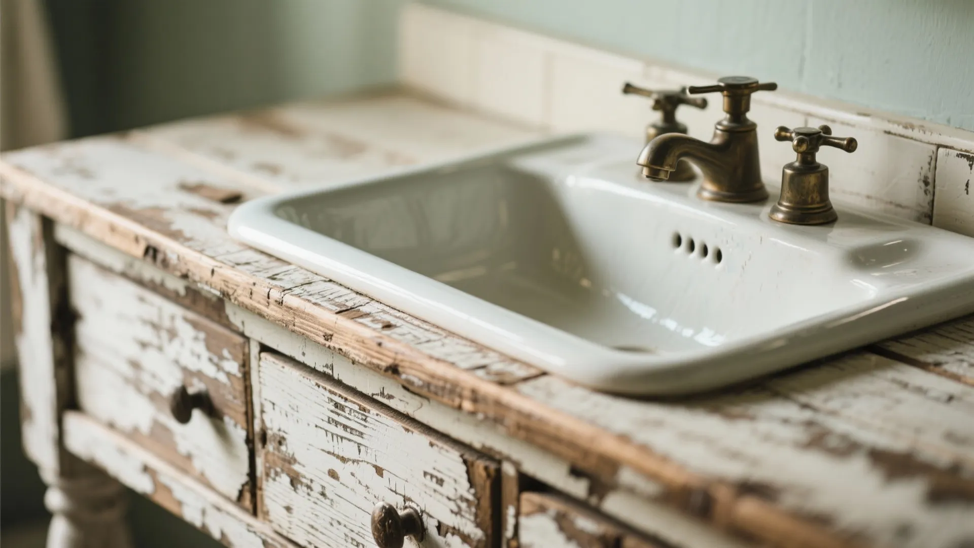 Idea 4: Distressed Wood Vanity