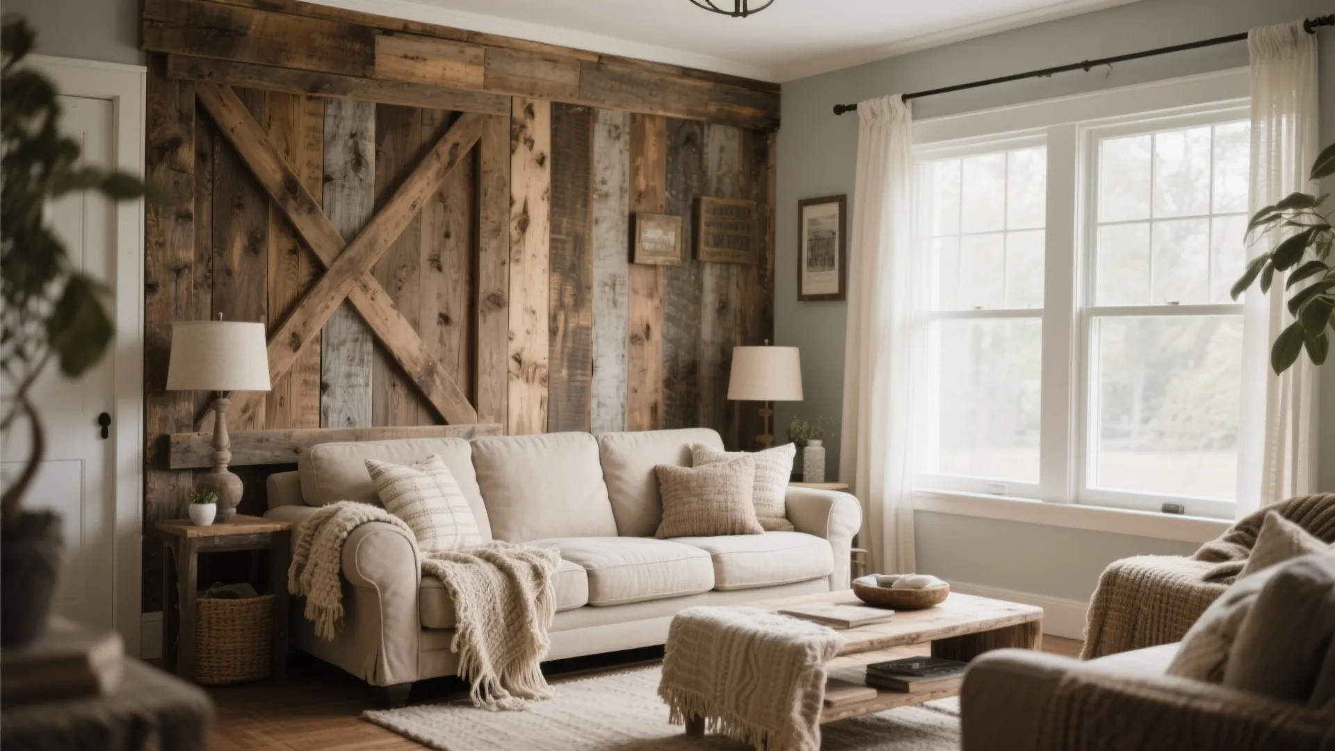 1. Distressed Wood Accent Wall