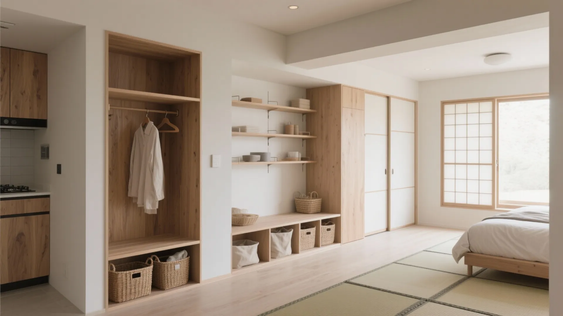 収納は“使う場所に”点在させる：1m以内に手が届く収まり