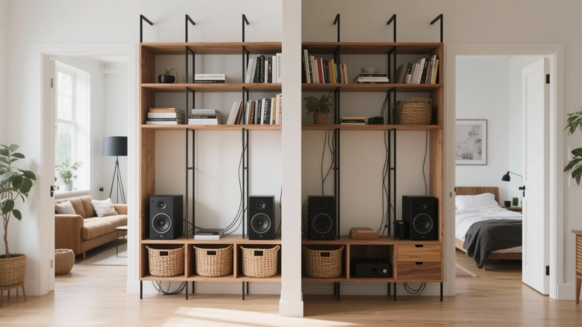 Double-Sided Room Divider Bookcase