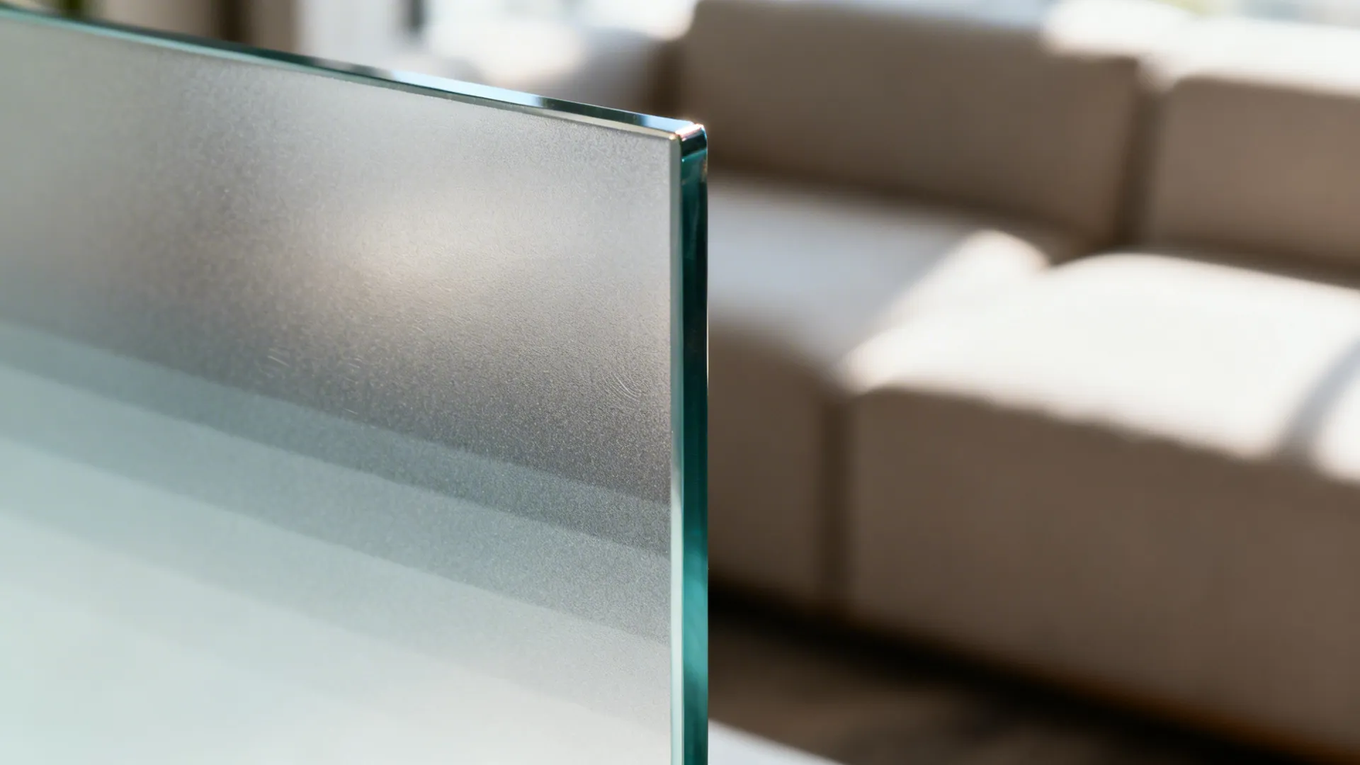 Etched Glass Room Divider for Open Kitchens