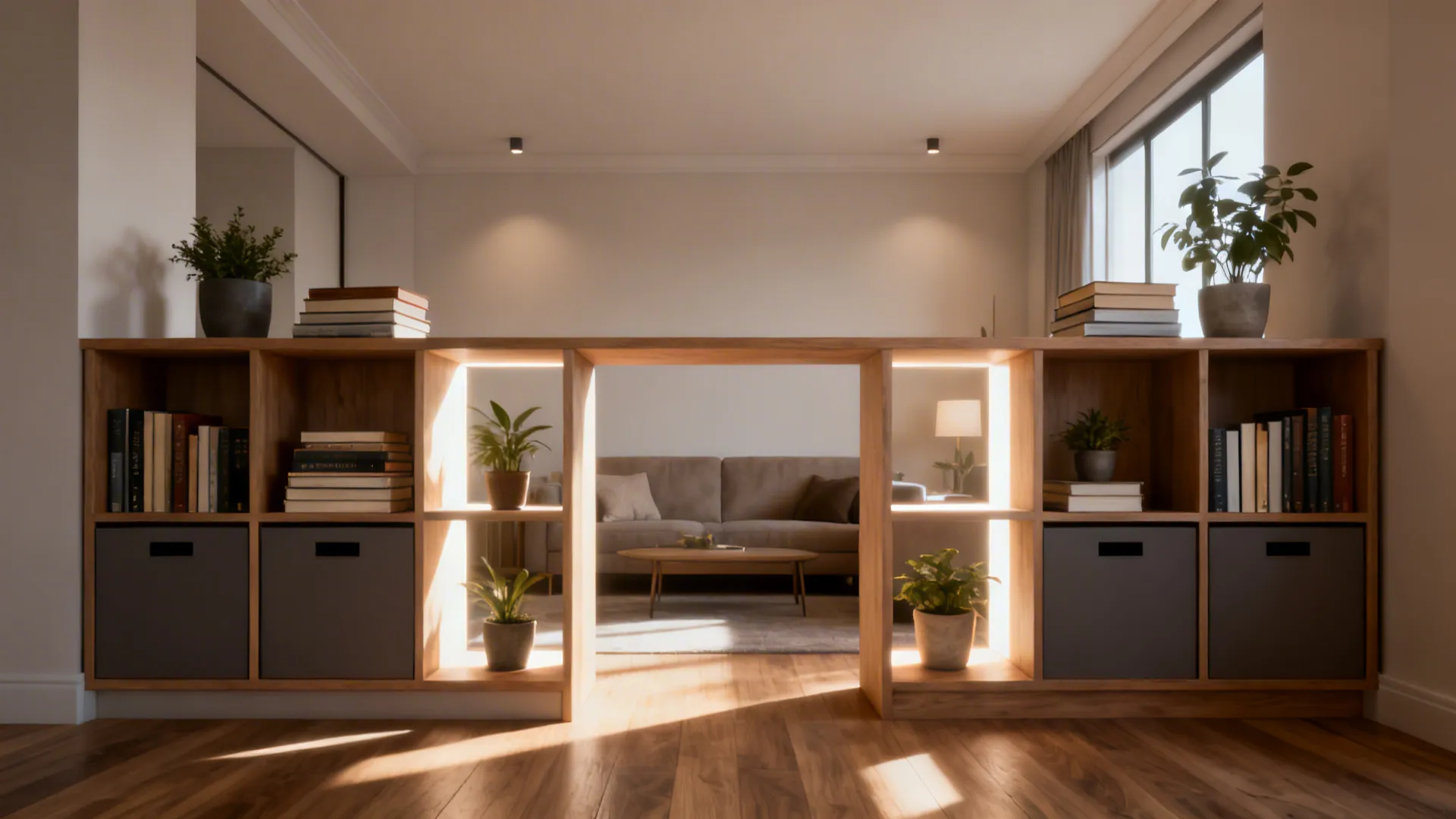 3. Room divider that doubles as storage