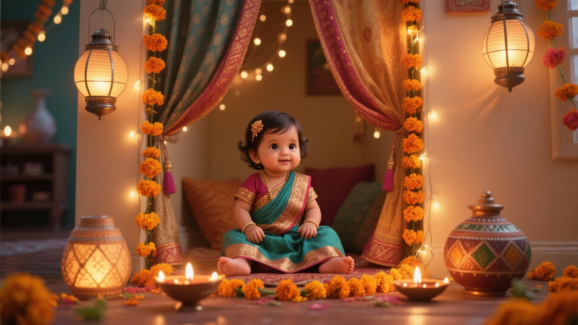 10 Diwali Baby Photoshoot Ideas at Home for Girl: Creative indoor Diwali photography inspirations for your little princess