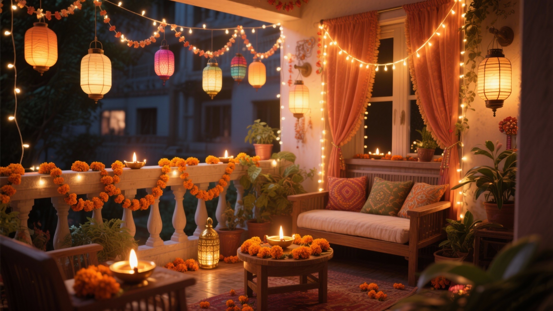 5 Small Balcony Diwali Lighting Ideas