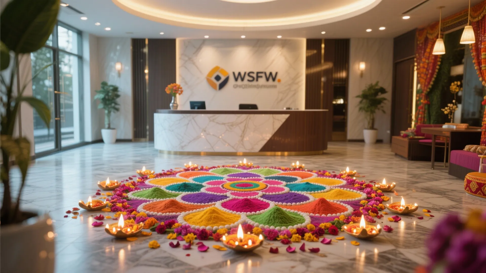 1. Rangoli at the Reception