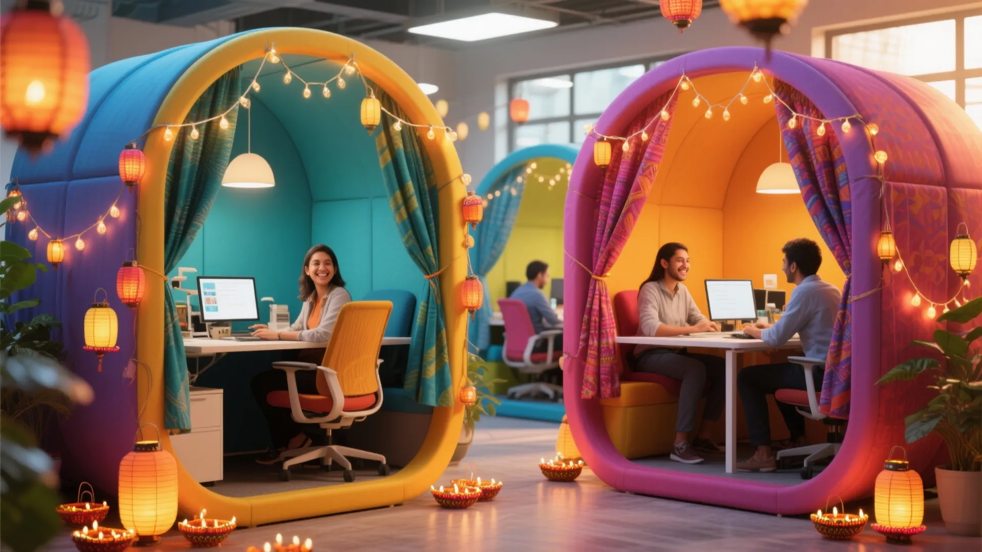 9. Diwali-themed Workspace Pods