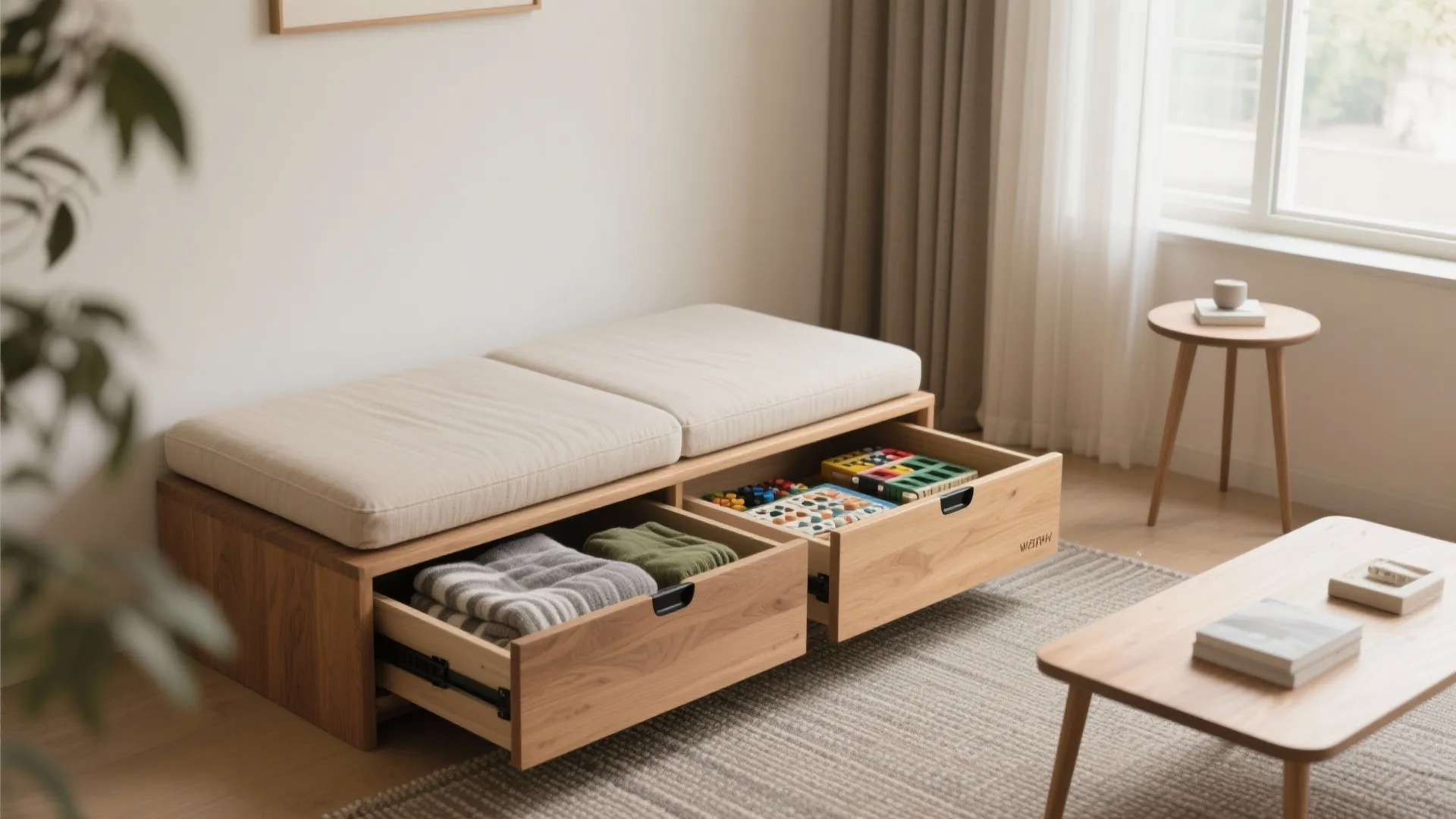 1) Low-Profile Diwan With Deep Storage Drawers