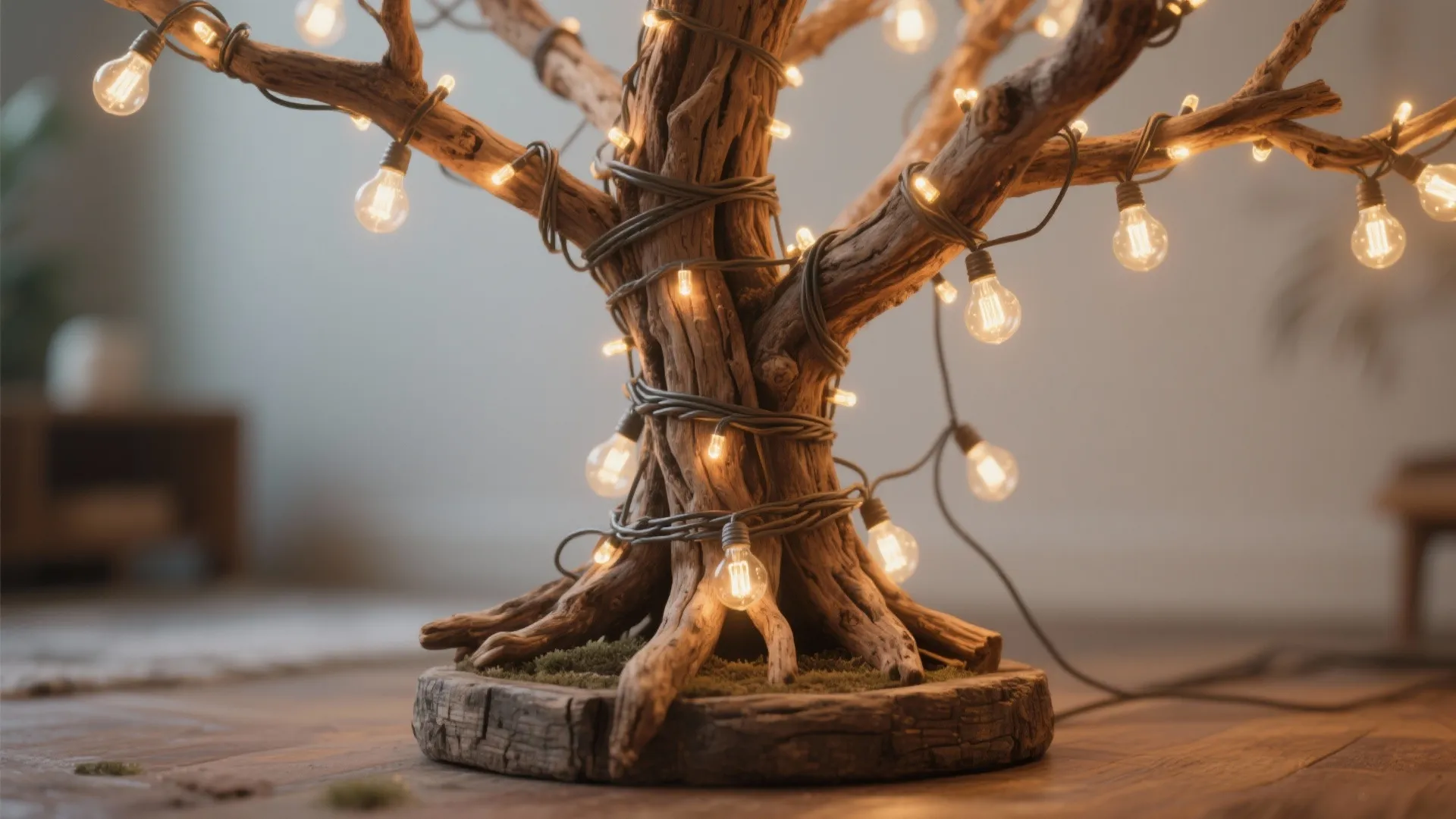 5. DIY Branch Tree with String Lights