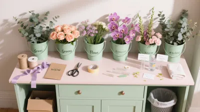 Pastel Floral Workstation Design for Creative Spaces