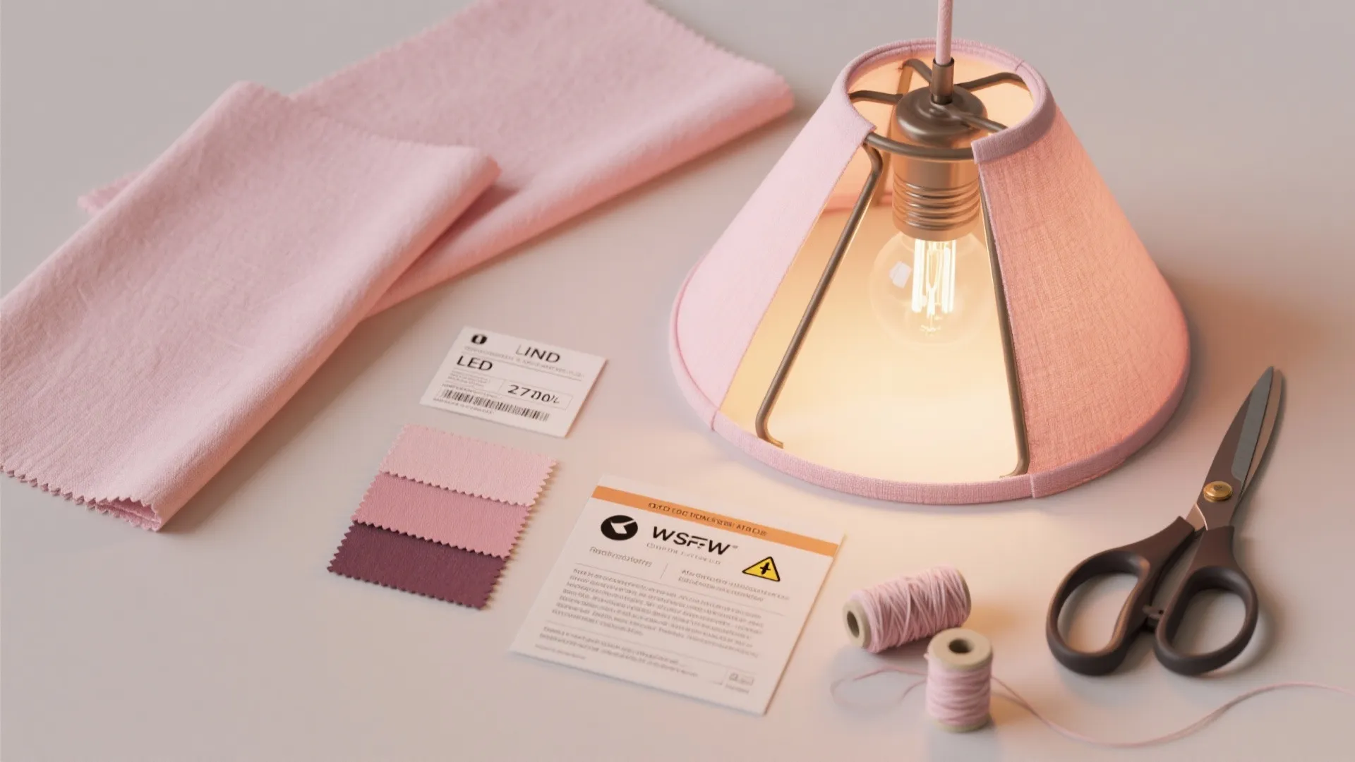 5. DIY Pink Fabric Shade on an Adjustable Pendant