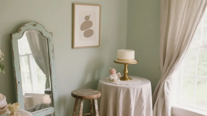 Soft Sage Baby Shower Corner Design