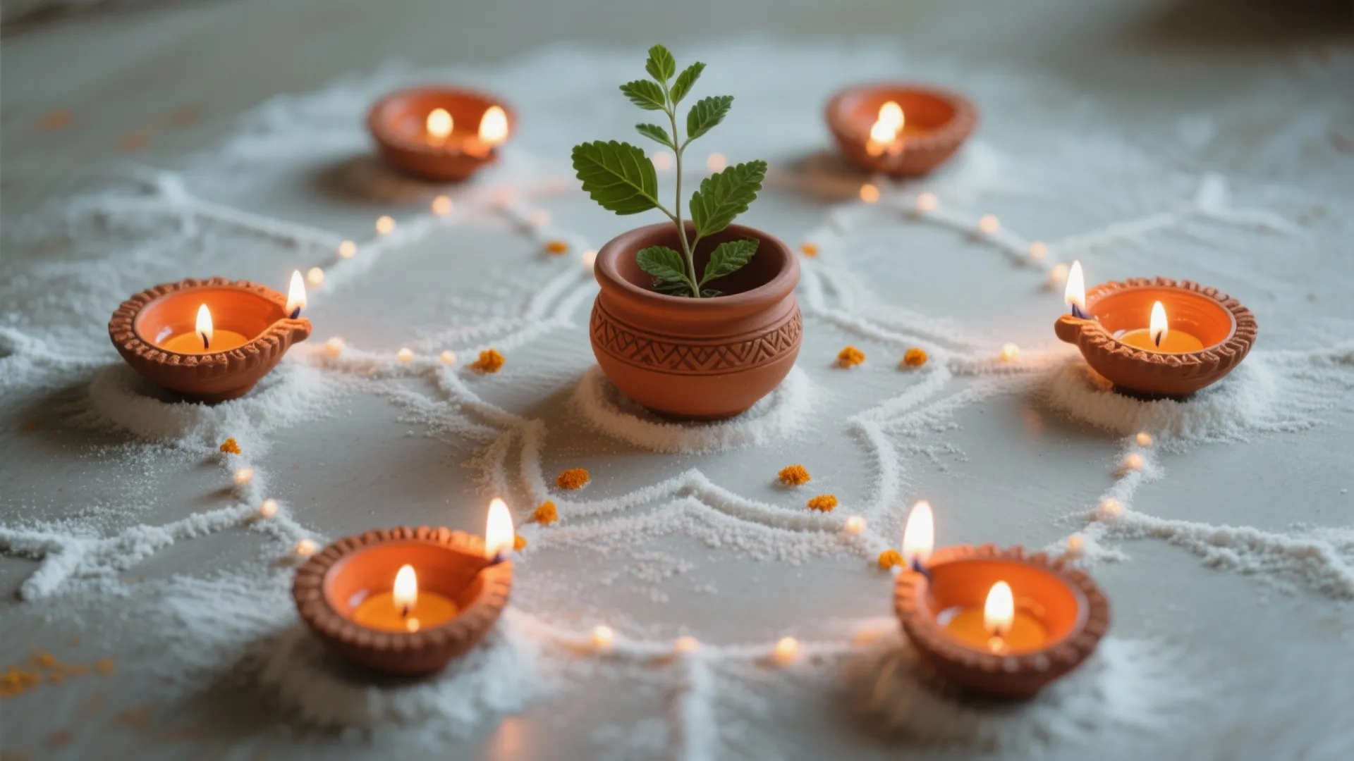 Diya Constellations with Minimalist Motifs