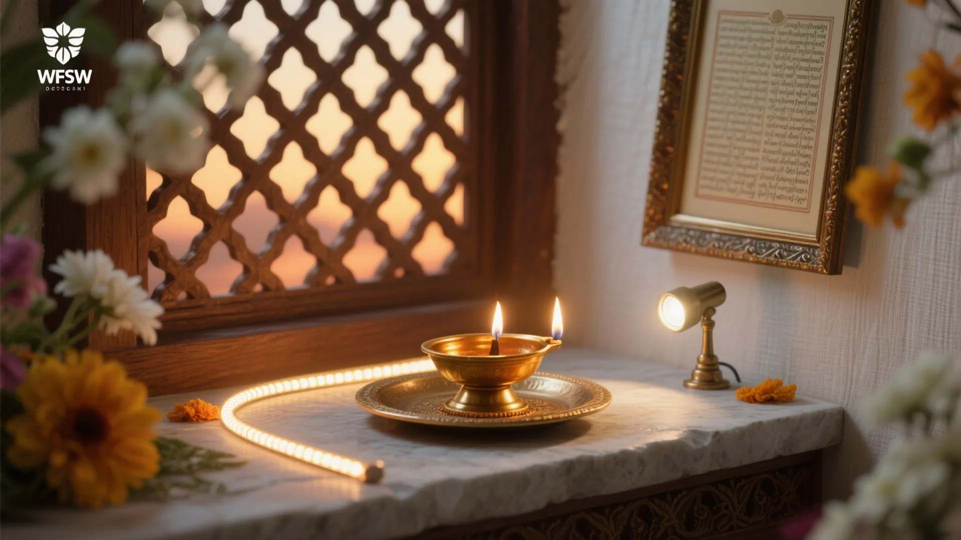 4) Calm Light Layering: Diya + Soft LEDs, Minus the Glare