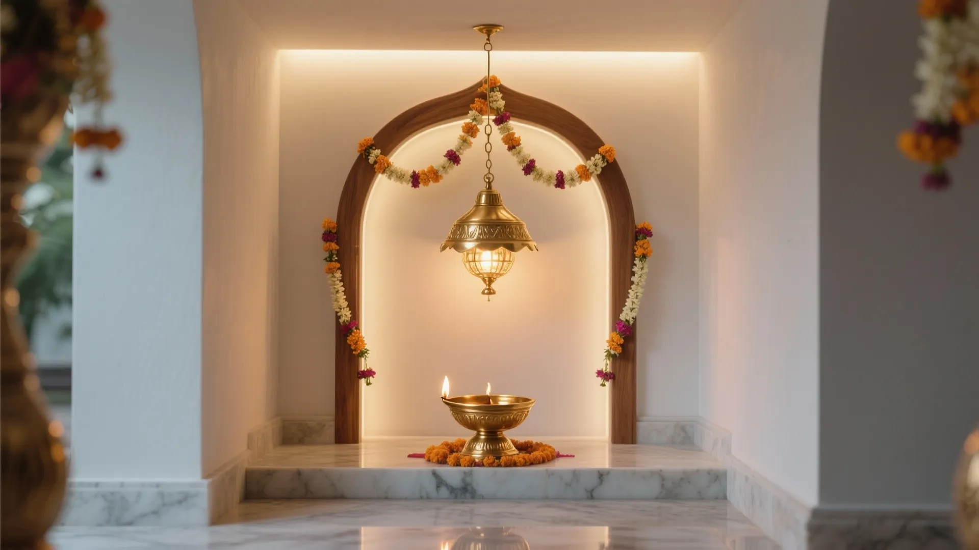 Pendant diya-inspired centerpiece