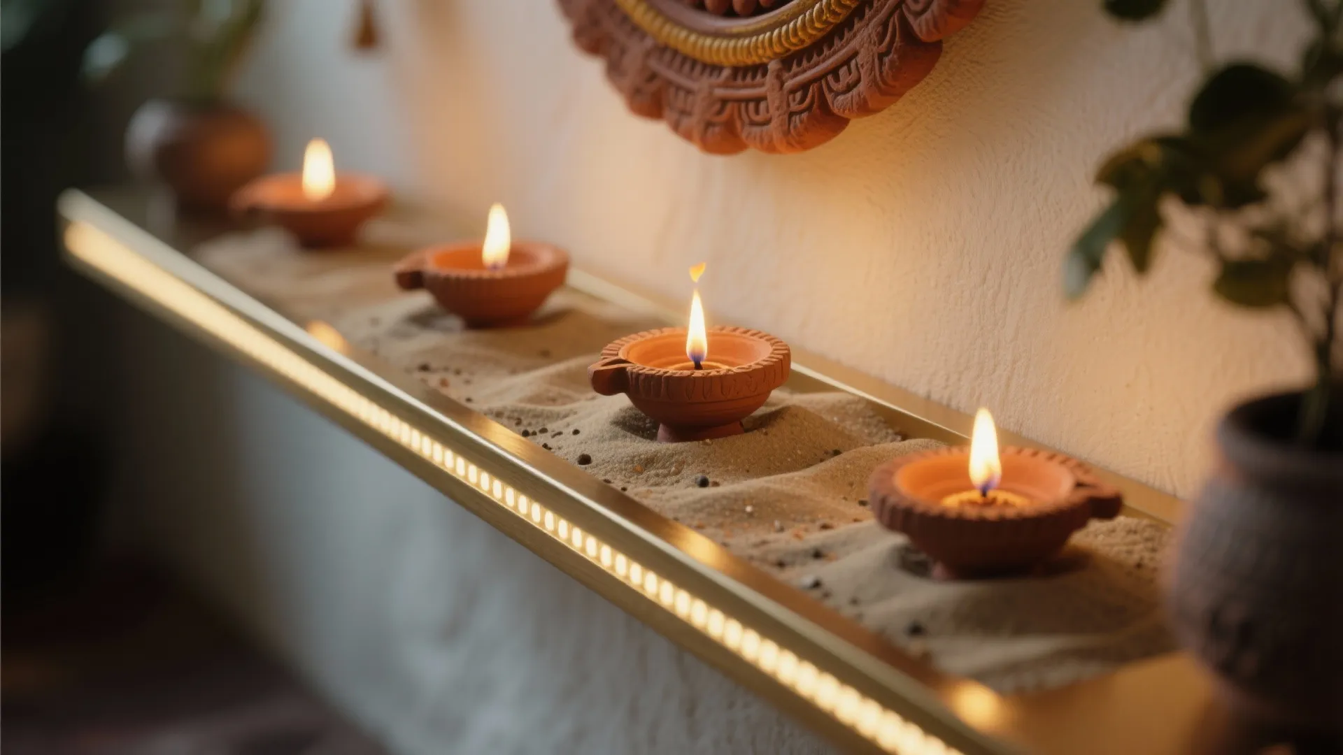 Idea 4: Safe diya shelf with glow