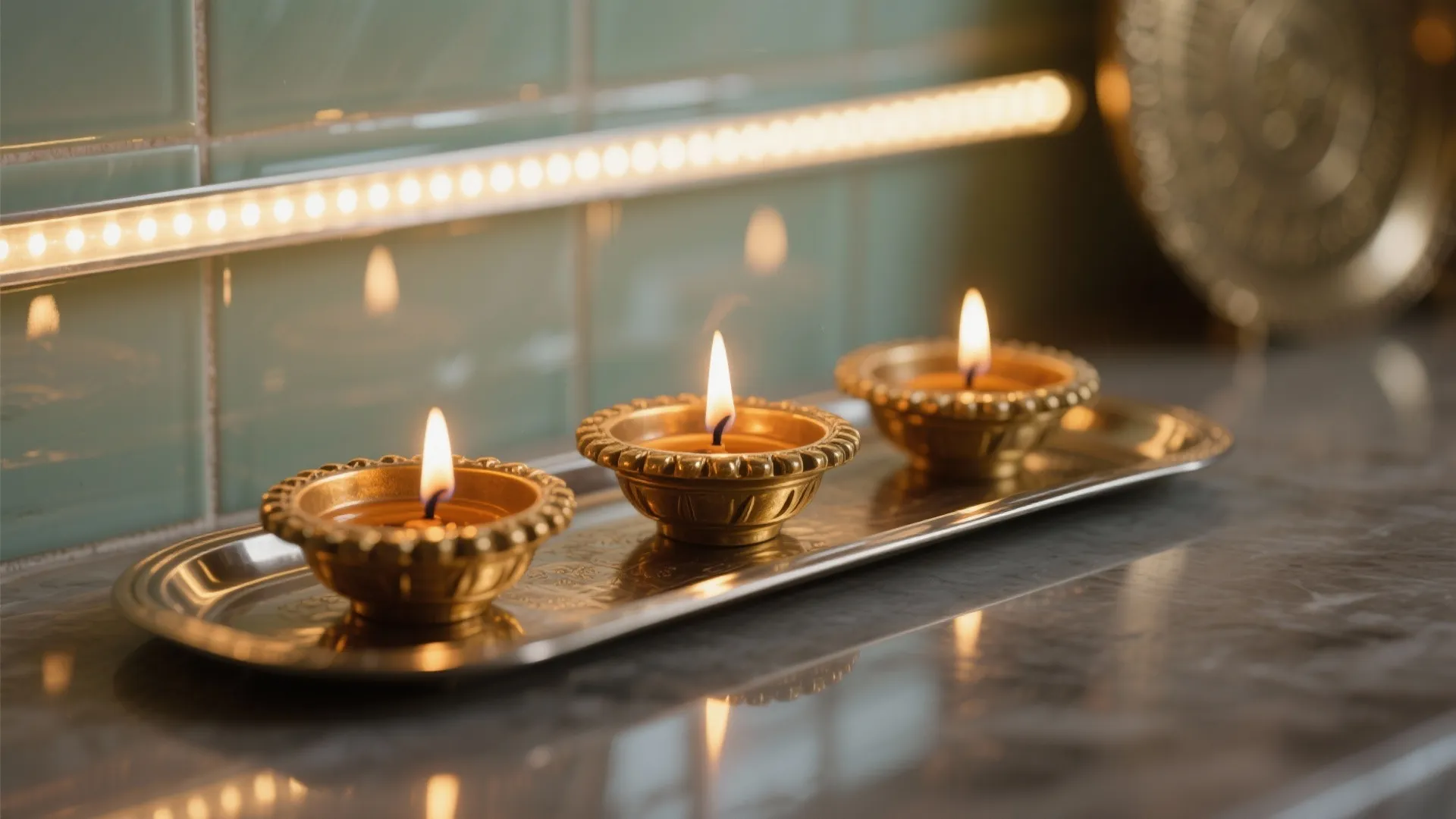 Light layering: diyas, LEDs, and scent-safe ventilation