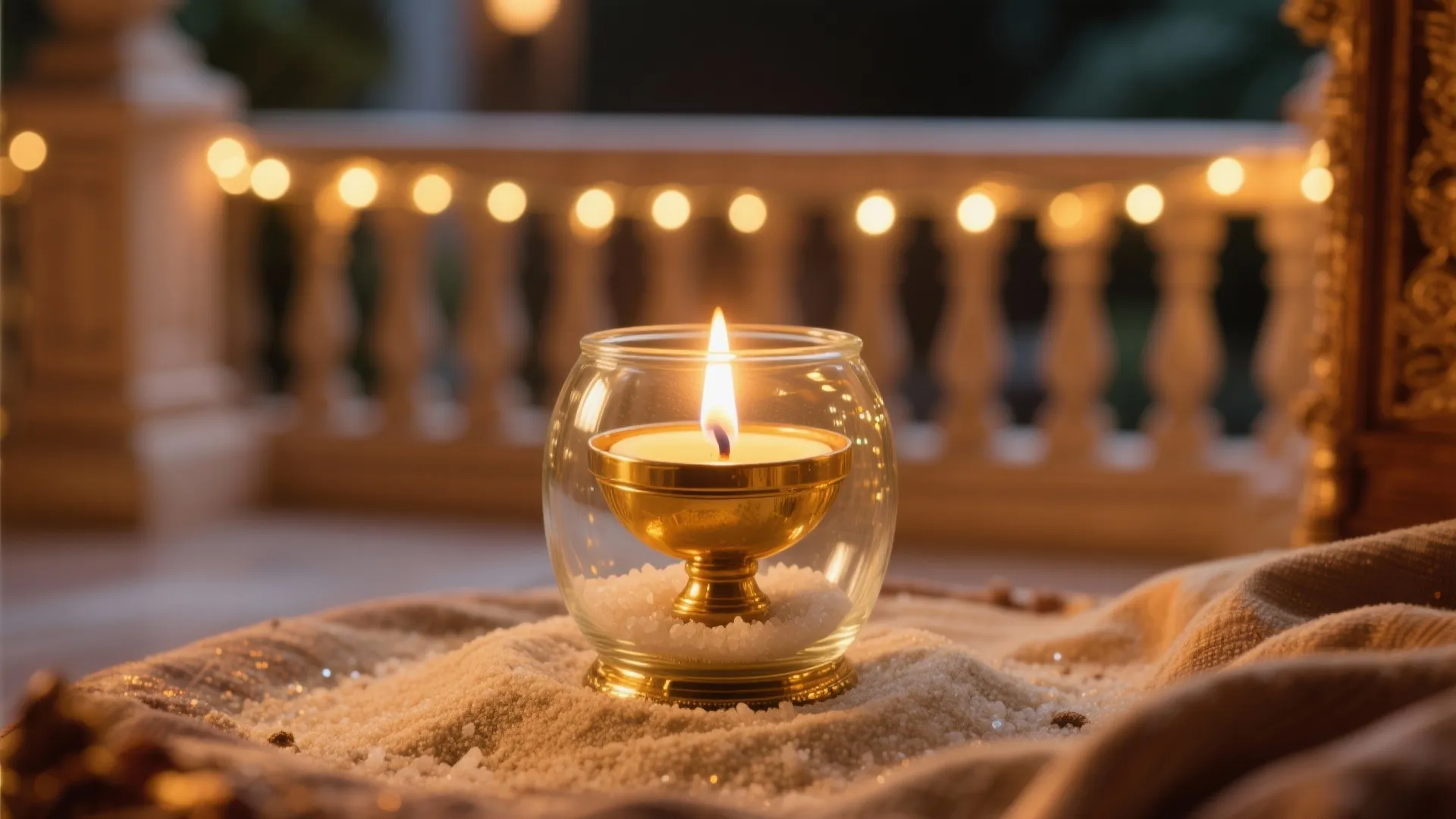 1) Layered Warmth: Diyas + LED Strings