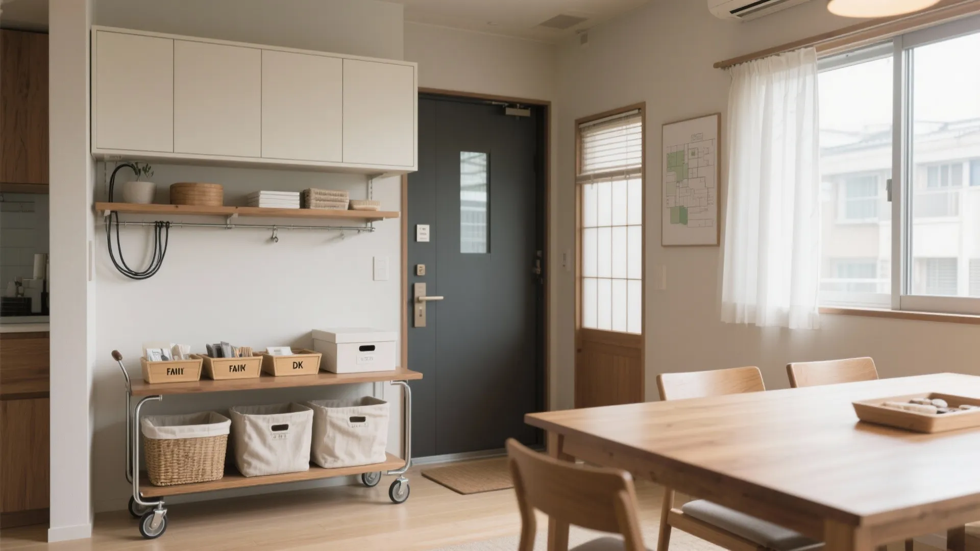 Tips 2: 3人分の「置き場を決める」収納技巧でダイニングを詰まらせない