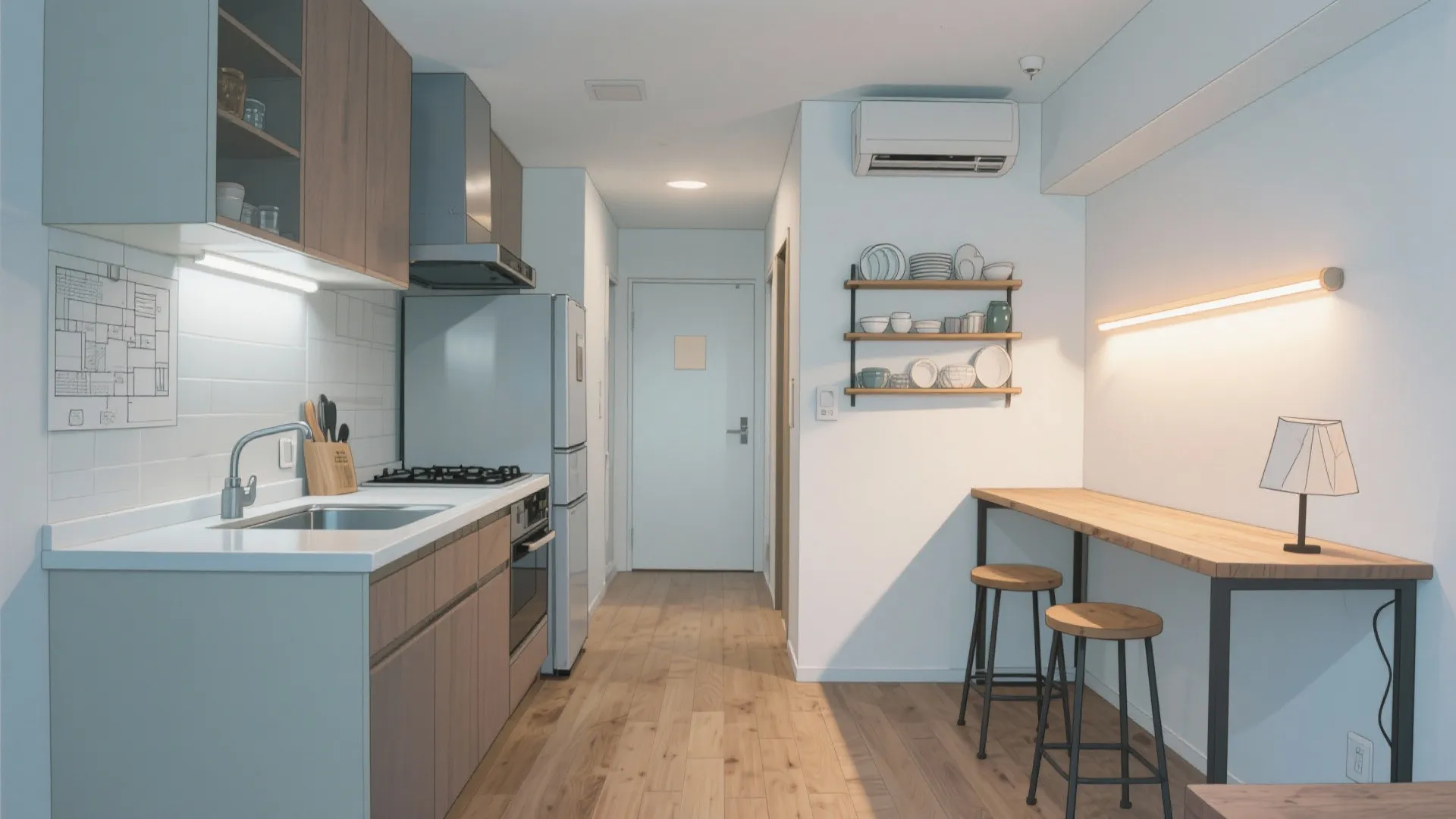 Tips 4: DKは“二列”で回す—片側調理、片側食事のセミ分離（大阪・動線計画・収納技巧）