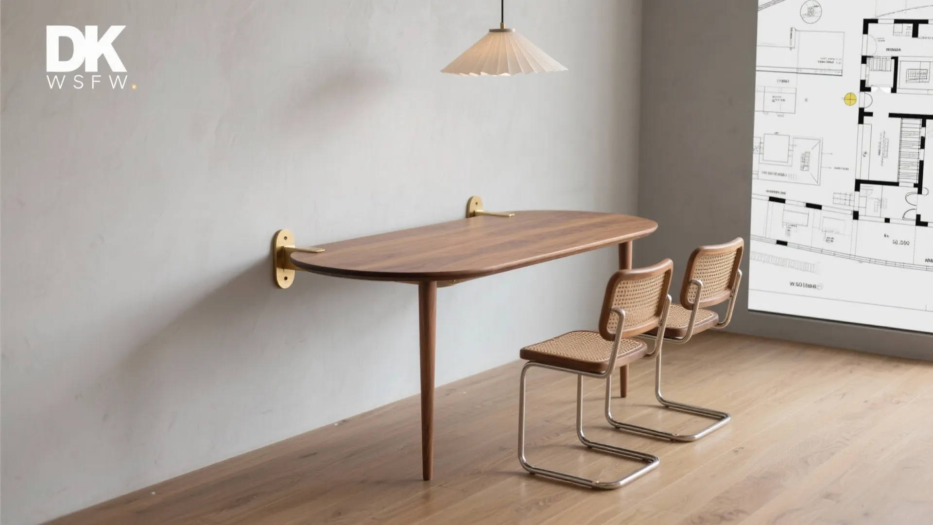 4. DKの机は“浮かせる”：テーブル脚を片側壁付けして回遊性UP