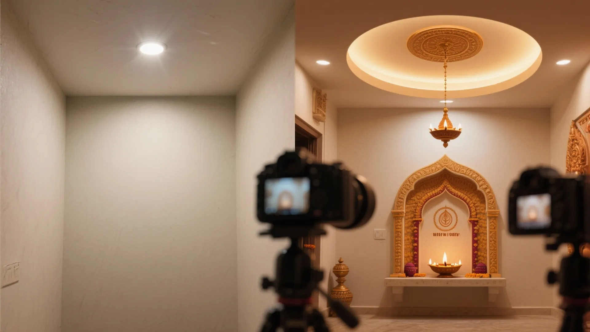 5) Dome-inspired niche with center diya pendant