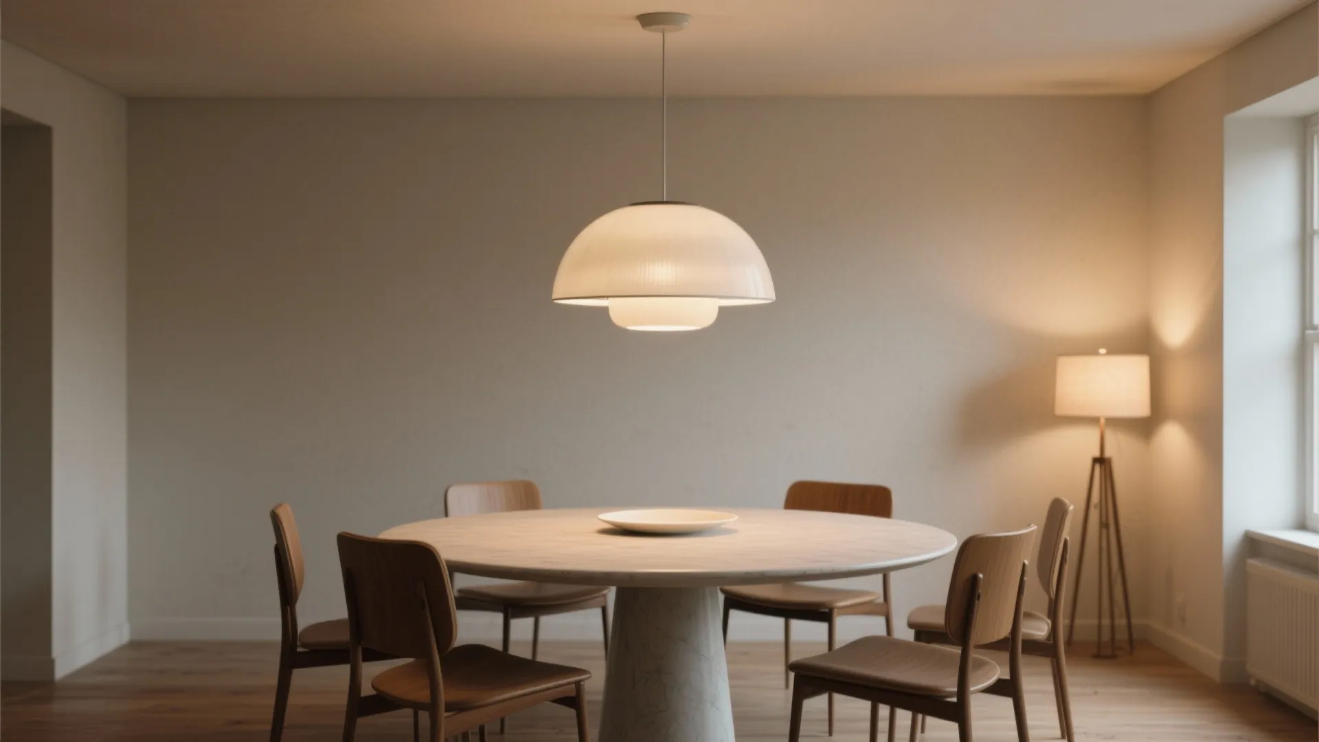 2) Dome or saucer pendants for soft ambient glow