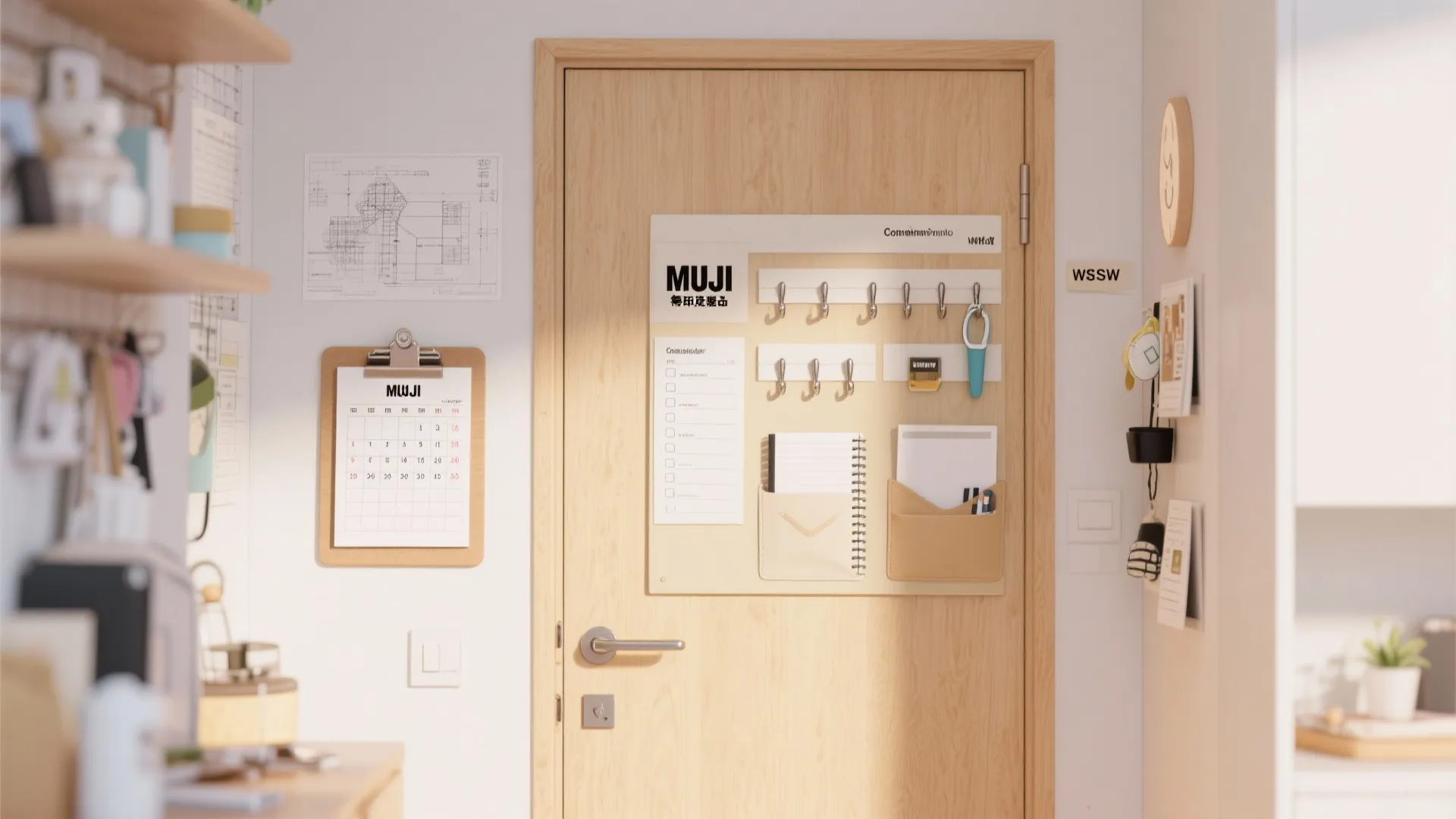 Tips 7: ドア裏の“薄型コマンドセンター”で朝支度を時短（動線計画）