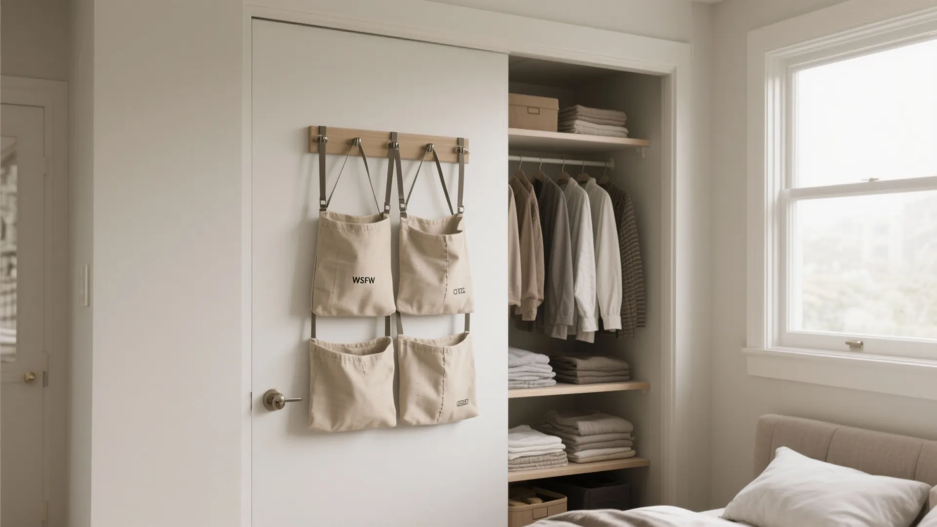 2. Slim hanging bags inside closet doors