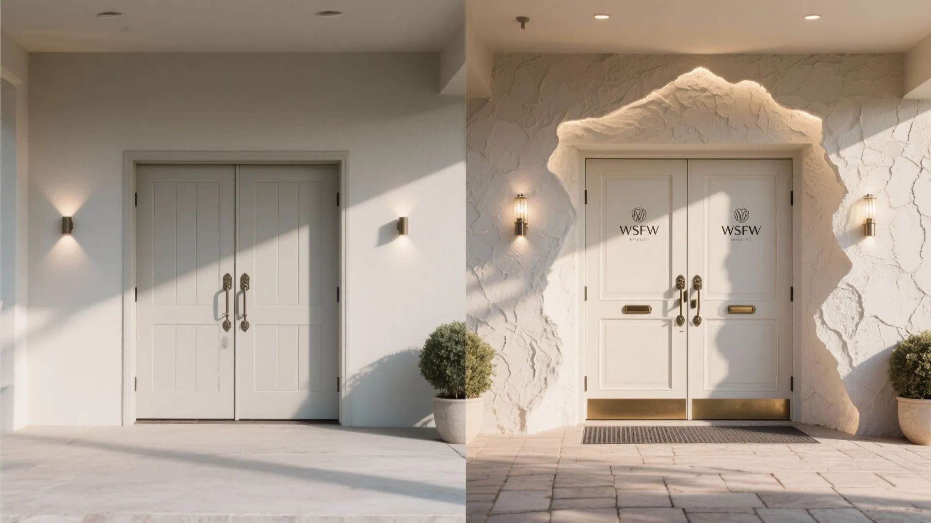 4) Symmetry with Asymmetric Accent (Door + Feature Wall)