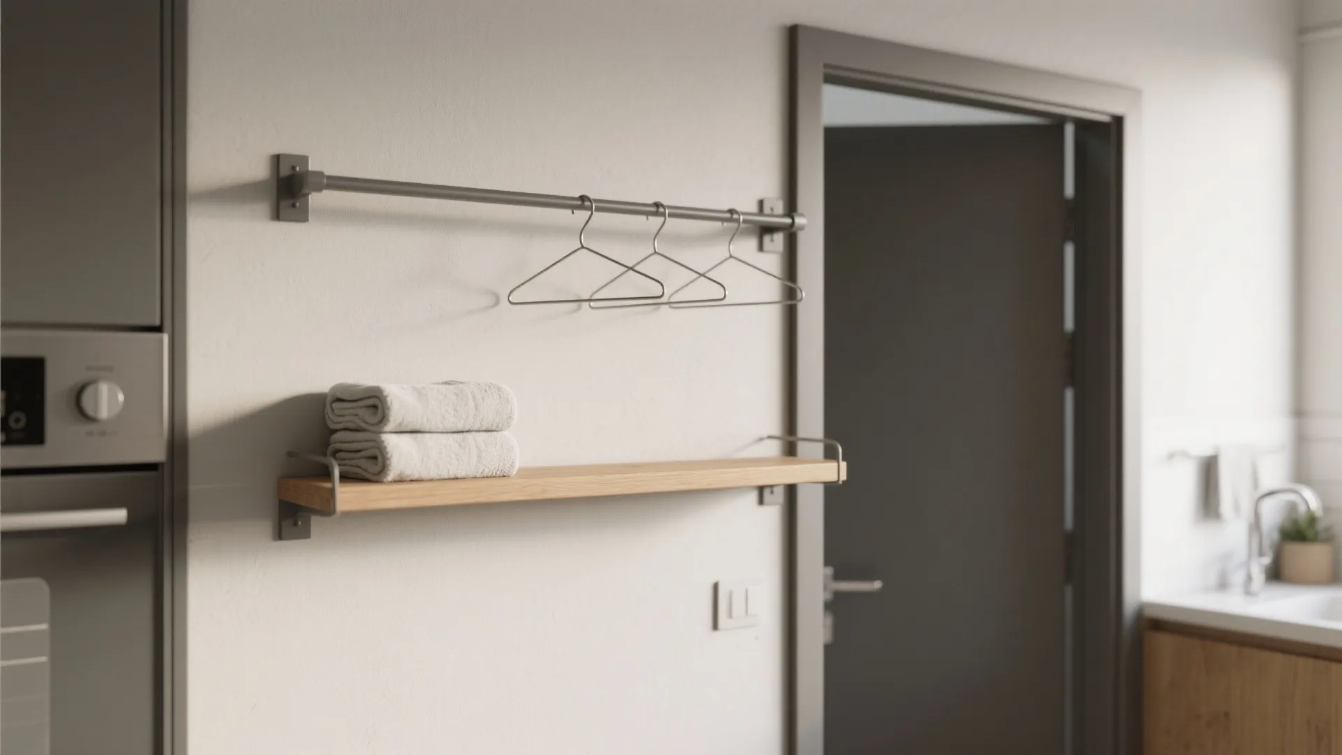 4. Behind-the-door hanger rail and shelf combo
