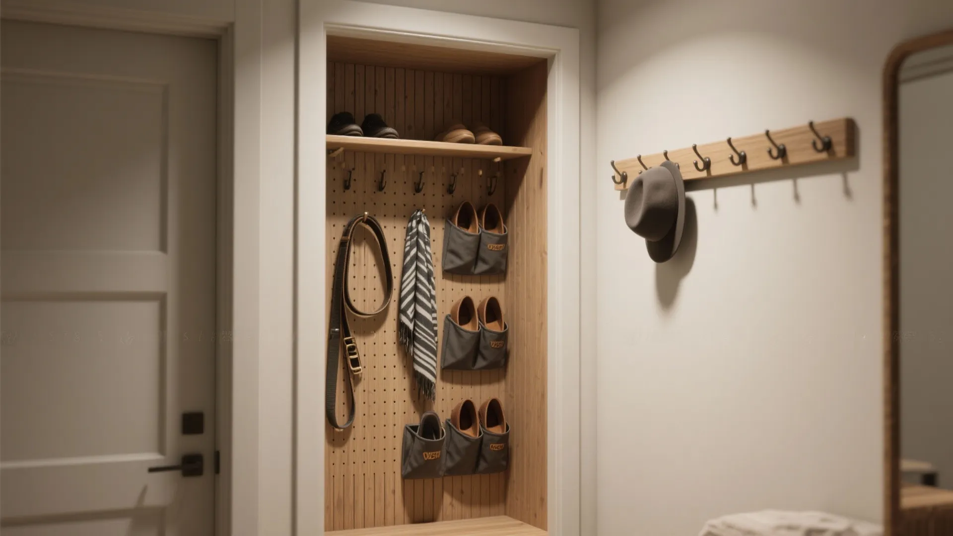 4. Maximize doors and vertical walls with hooks and pockets