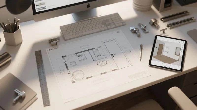Modern Home Office Design with Architectural Plans