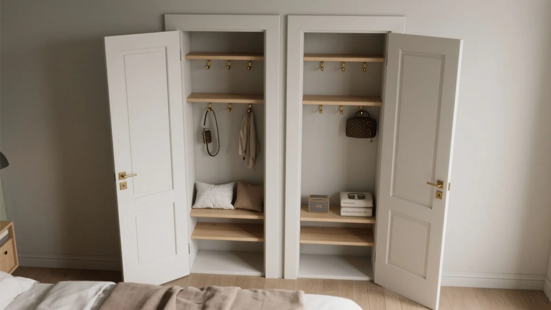 4. Double Doors with Built-in Storage or Shelves