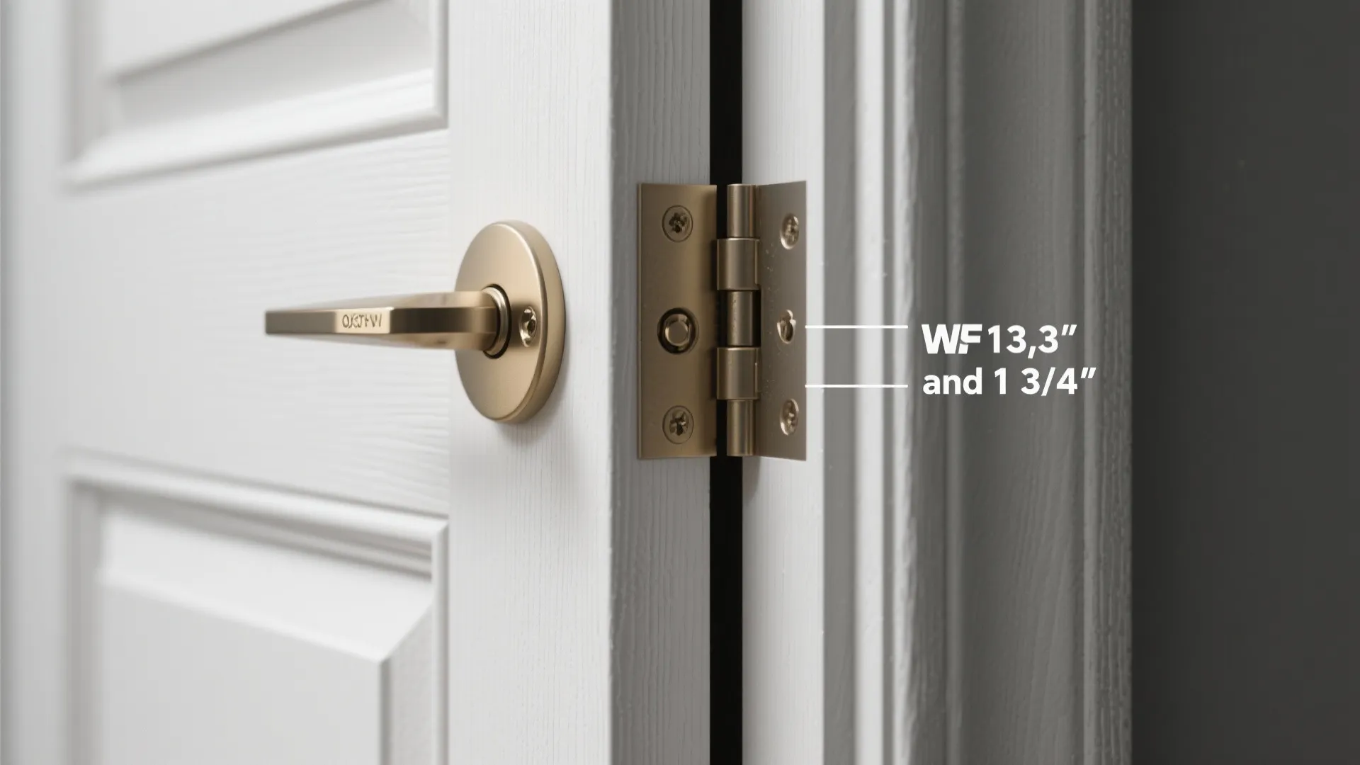 Macro close-up of door slab and jamb profiles showing standard interior door thicknesses