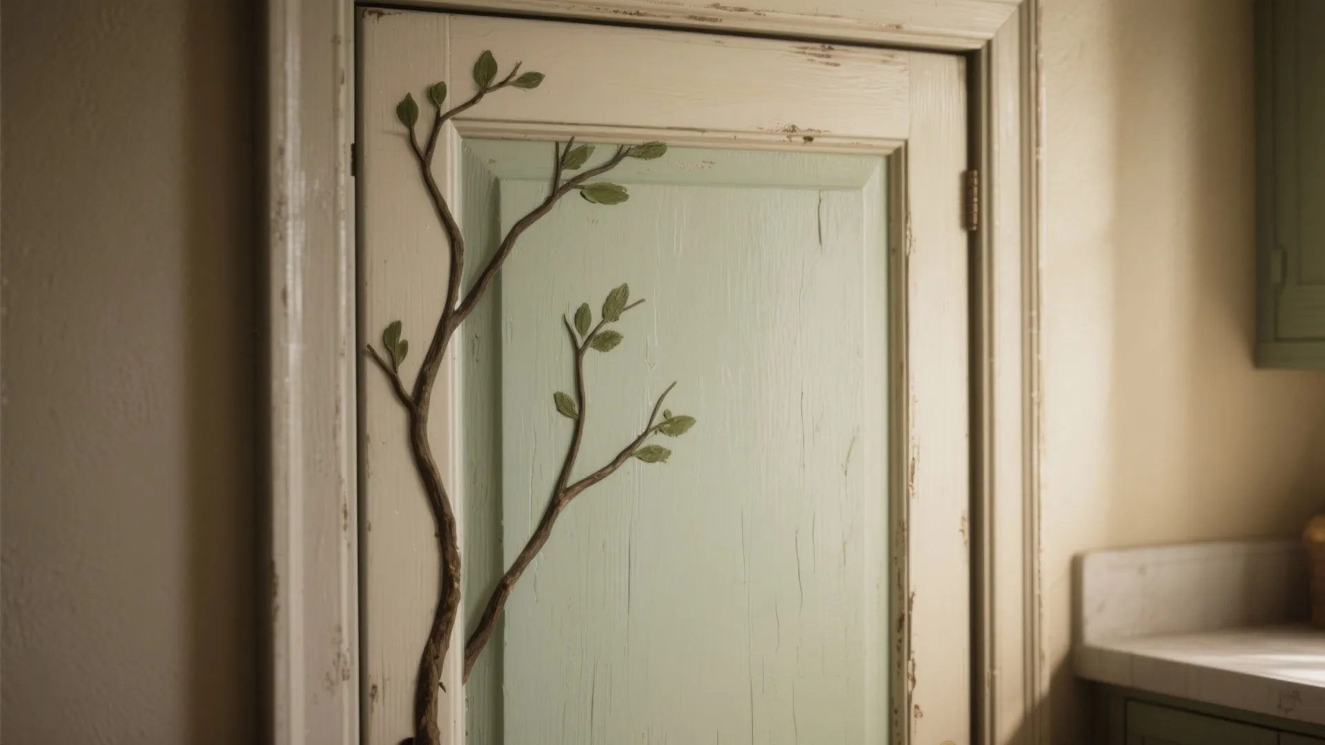 4. Painted tree motifs on doors and trim