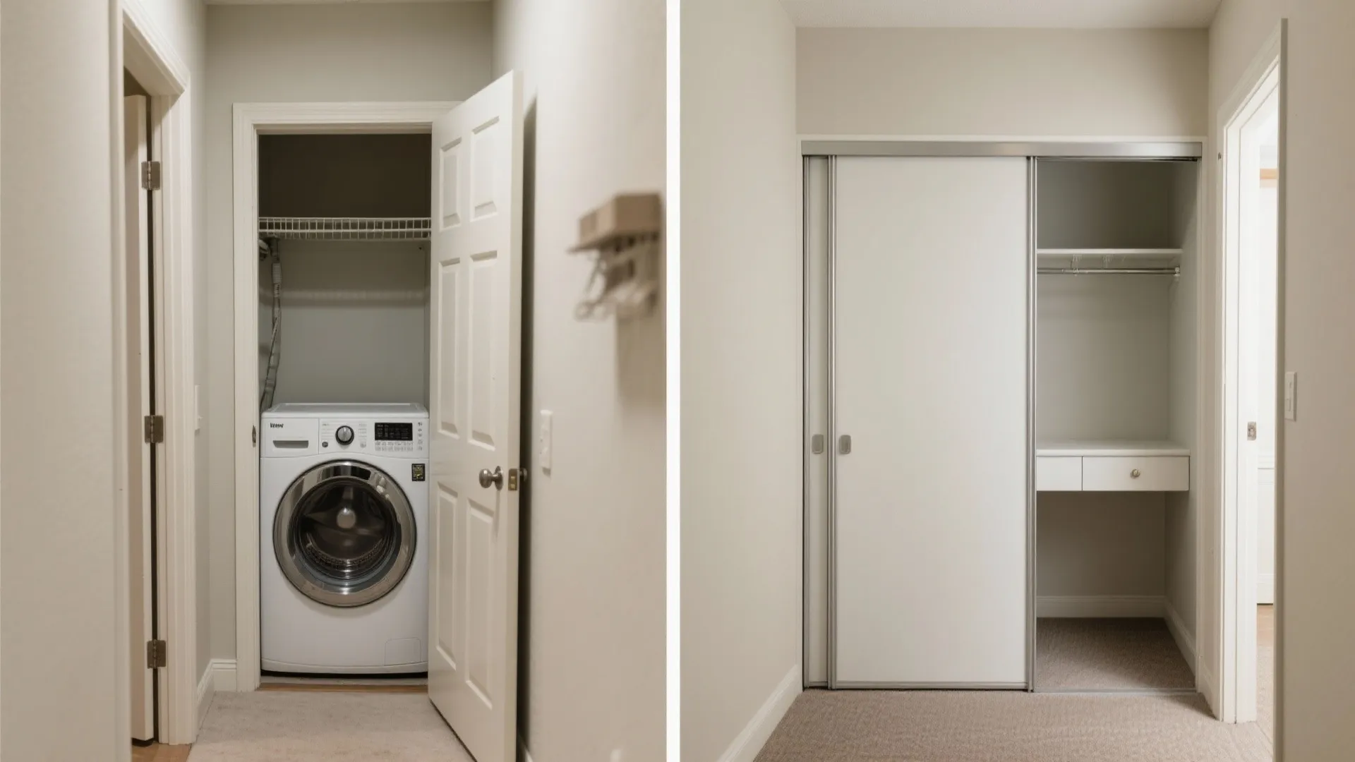 4) Sliding or bypass doors instead of swing doors