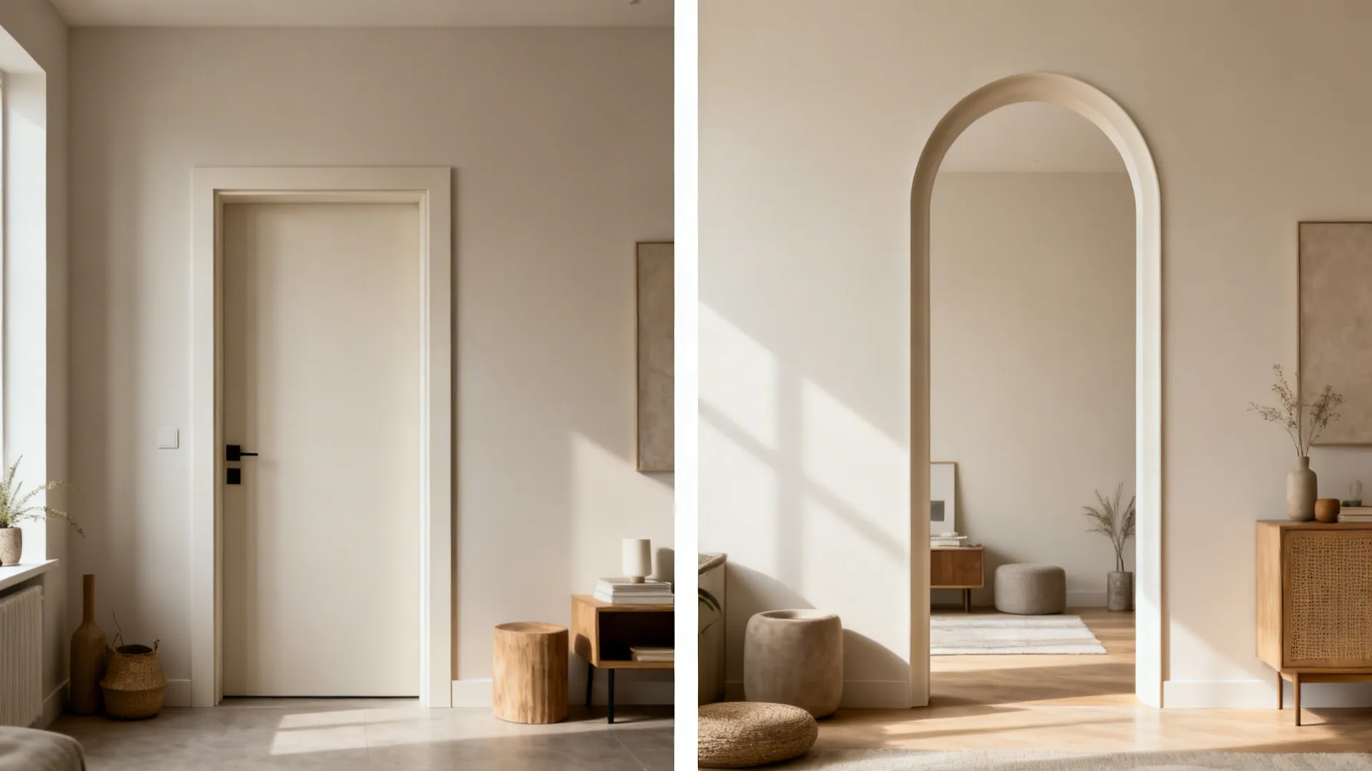 Full-Height Arched Entry to the Kitchen Nook