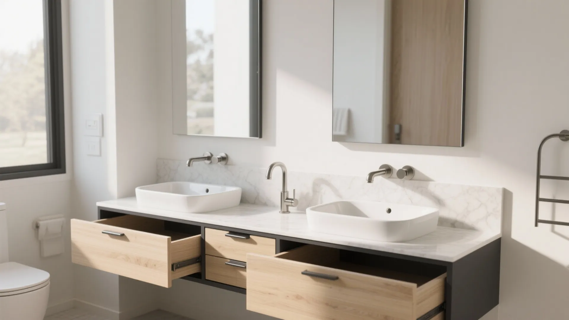Double-Basin Vanity for Shared Bathrooms