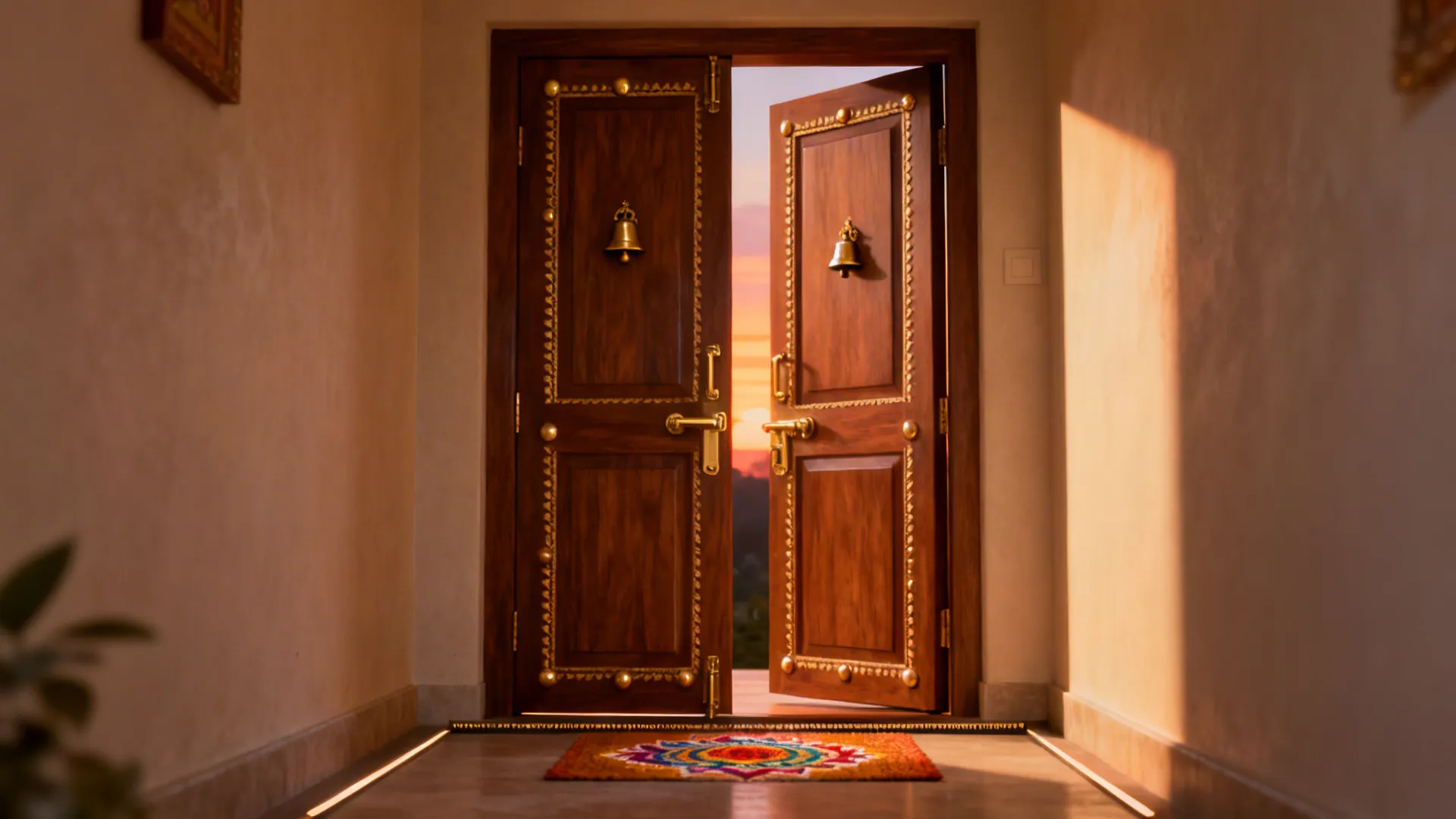 Double Shutter Doors with Brass Accents