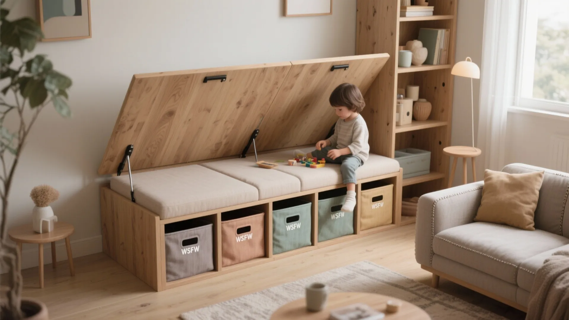 2. Double-duty furniture: benches, ottomans and toy chests