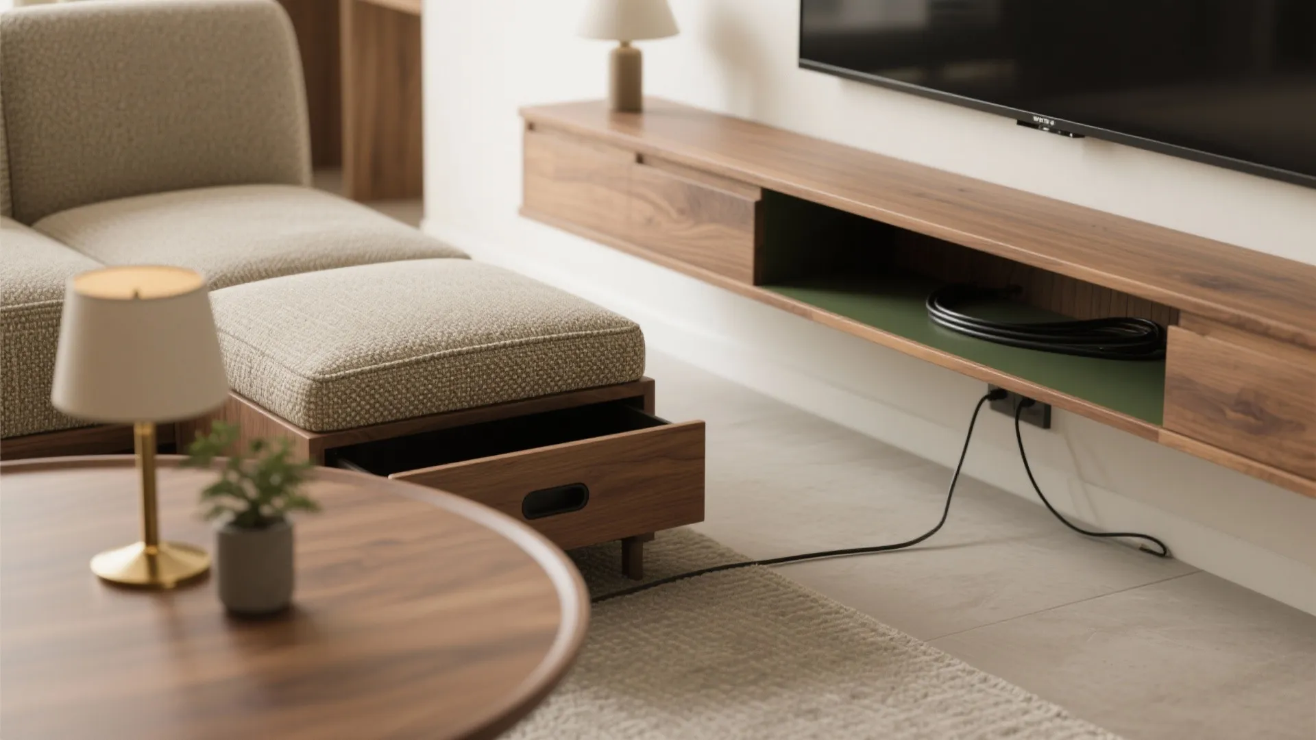 Let furniture do double duty around the screen