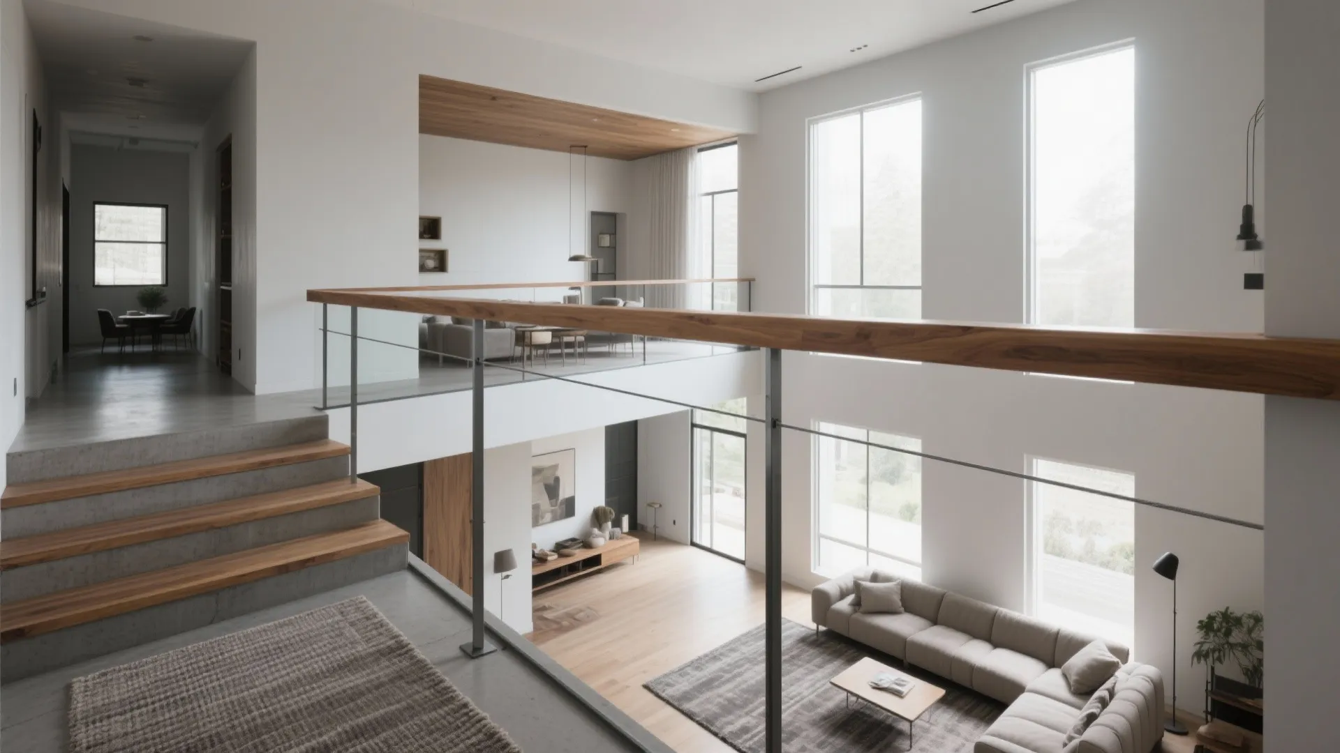2) Balcony Over a Double-Height Living Room
