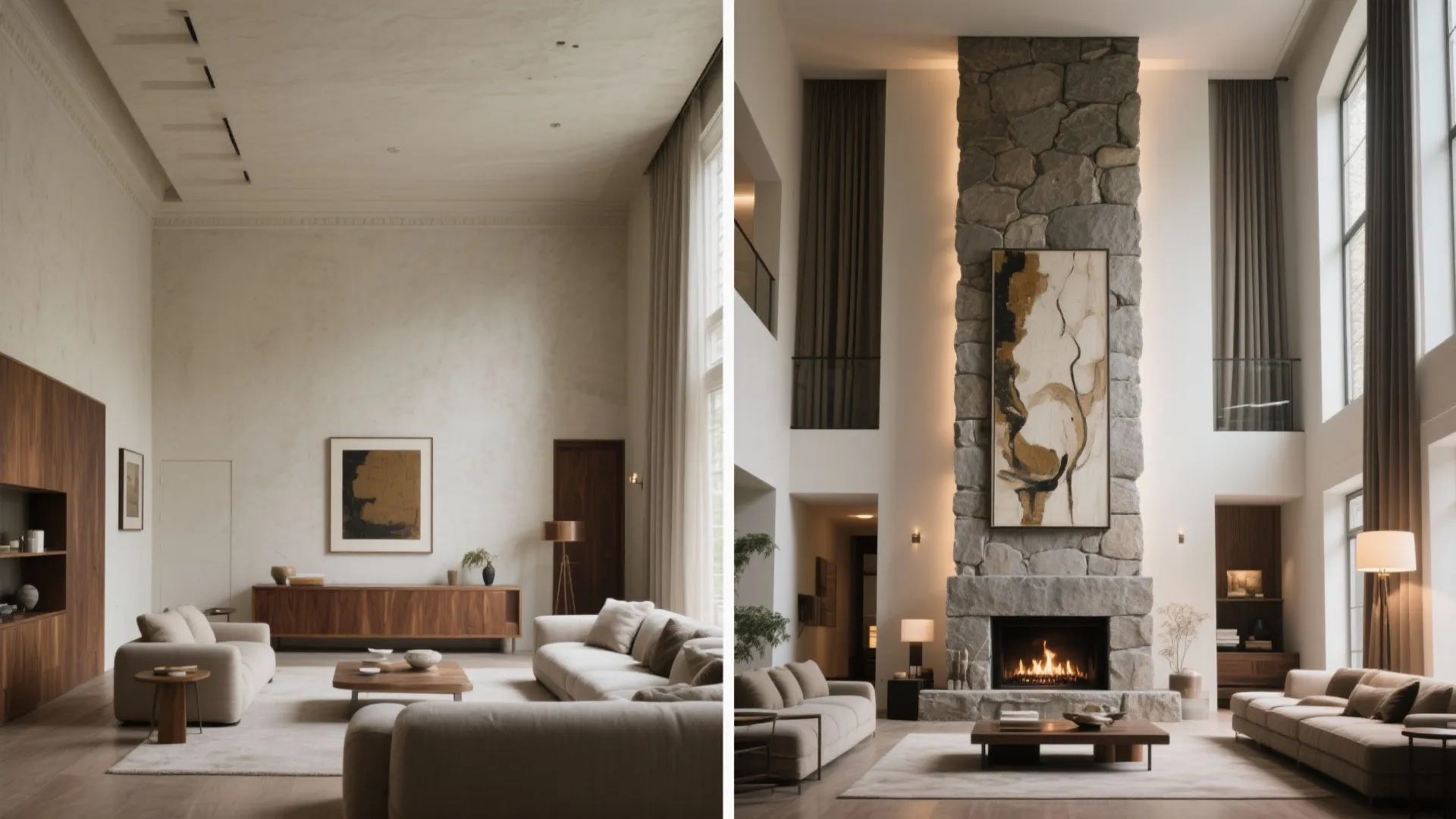 Double-height living room and grand sightlines