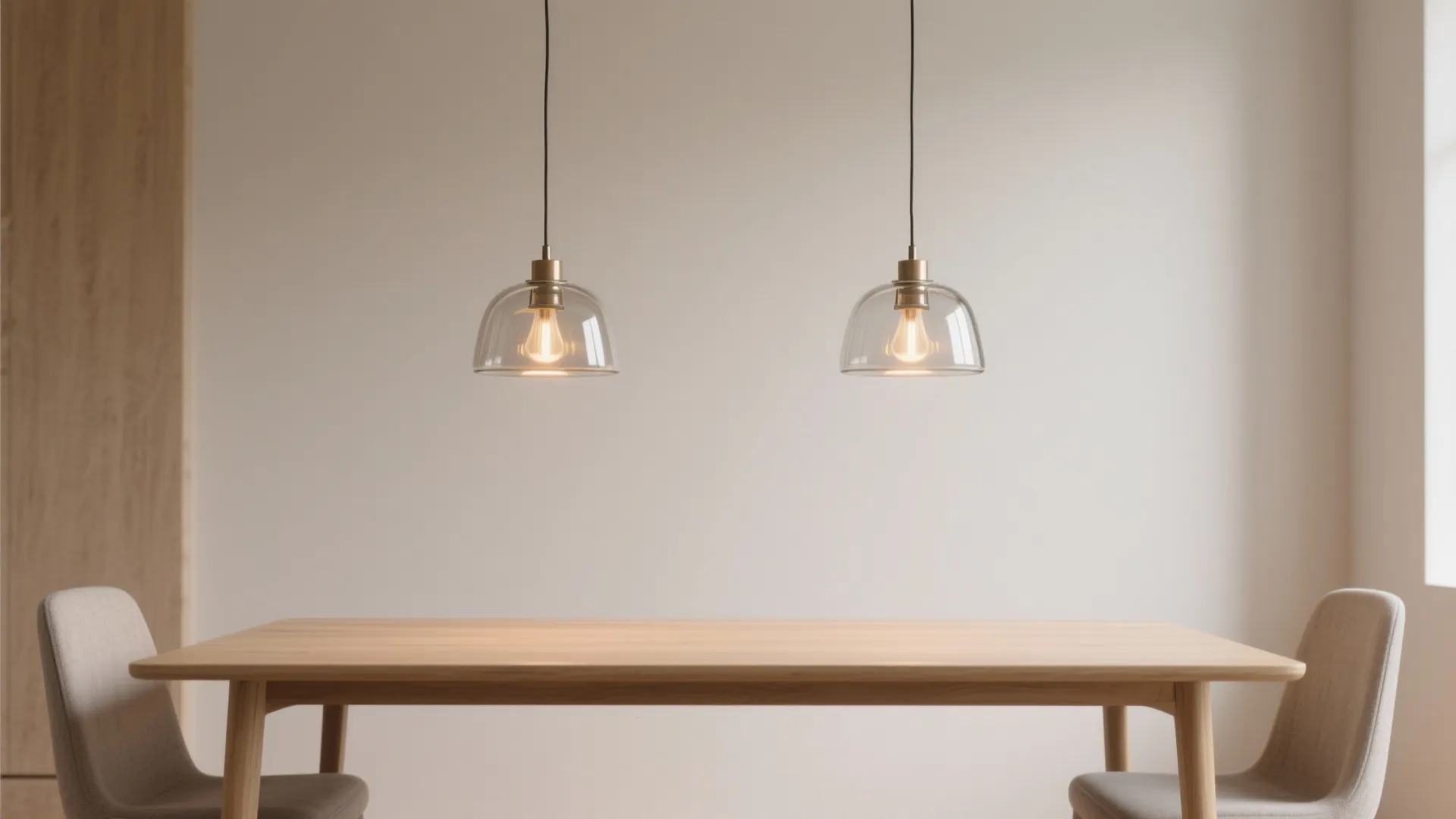 Double mini-pendants for narrow tables