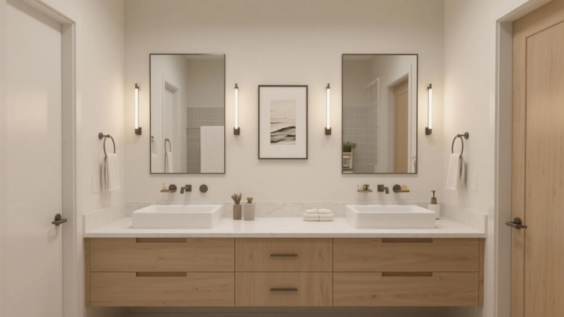Double Mirror Setup for Shared Vanities