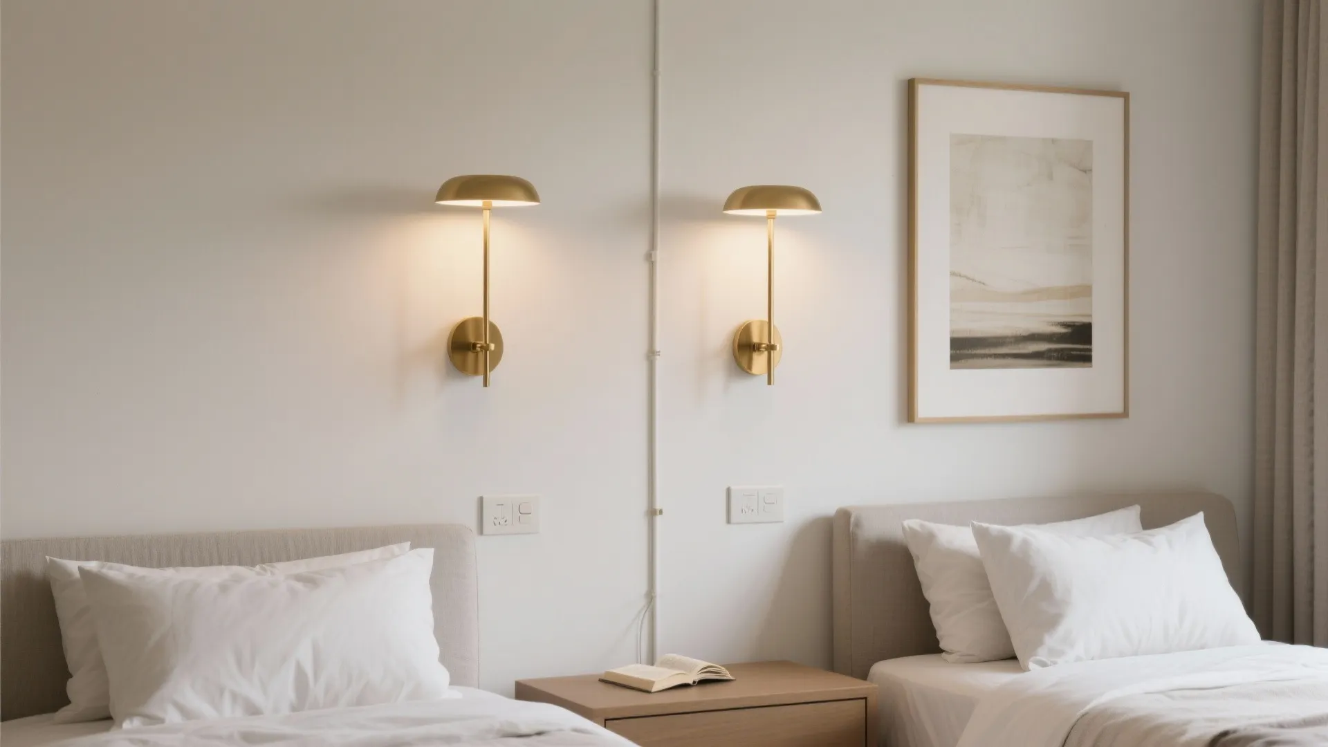 Double sconces for shared beds and asymmetric mounting