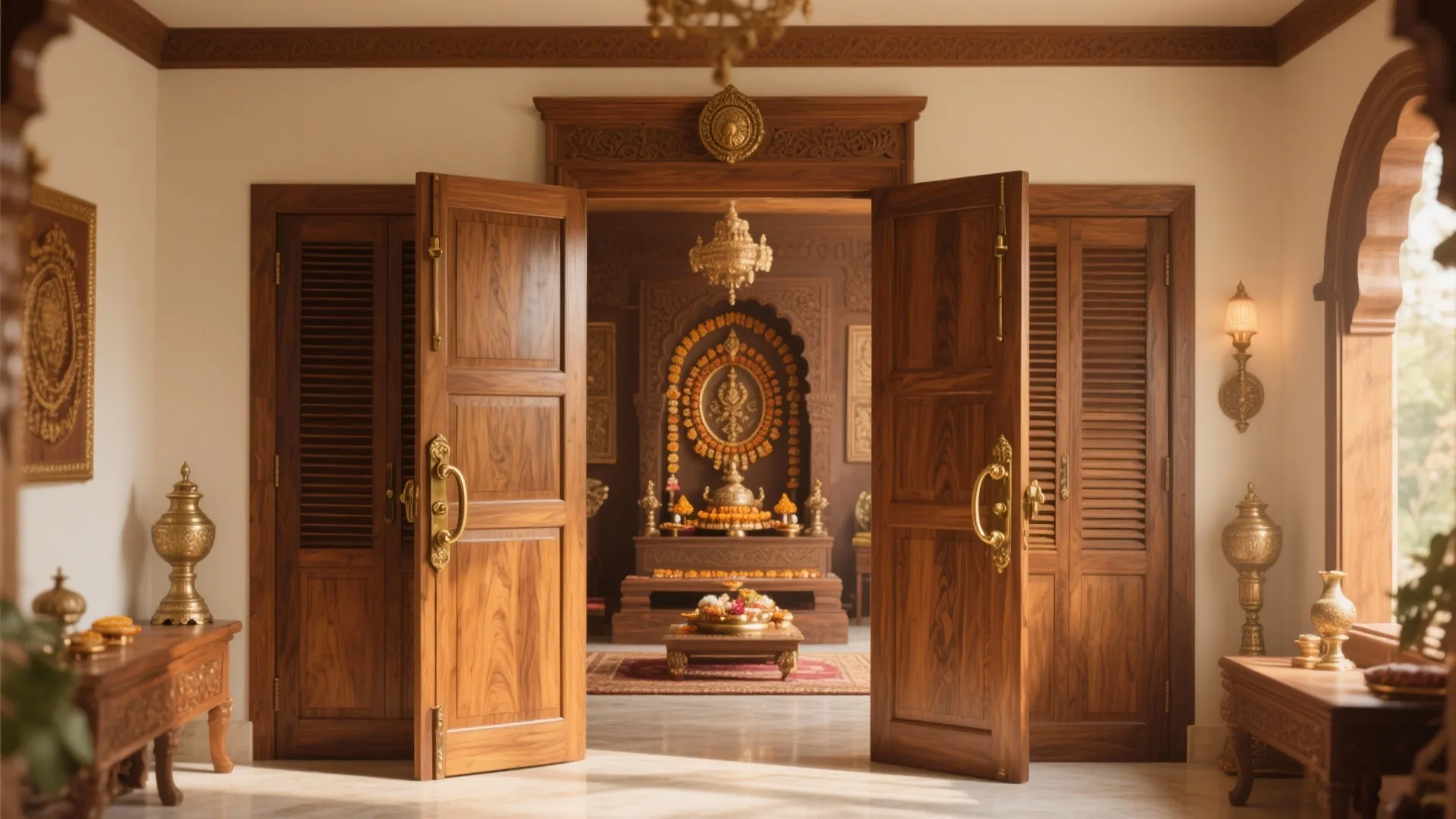 Double Shutter Doors with Brass Handles