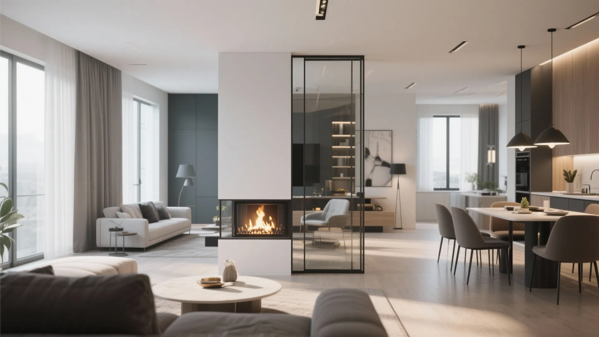 3. Double-Sided Fireplace