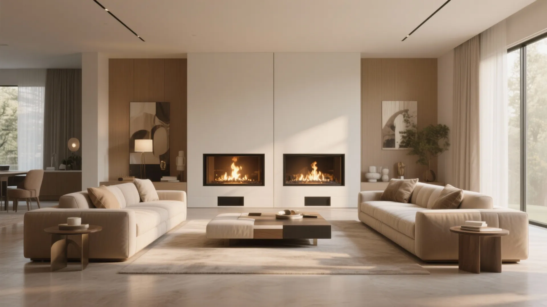 2. Double-Sided Fireplace as a Centerpiece