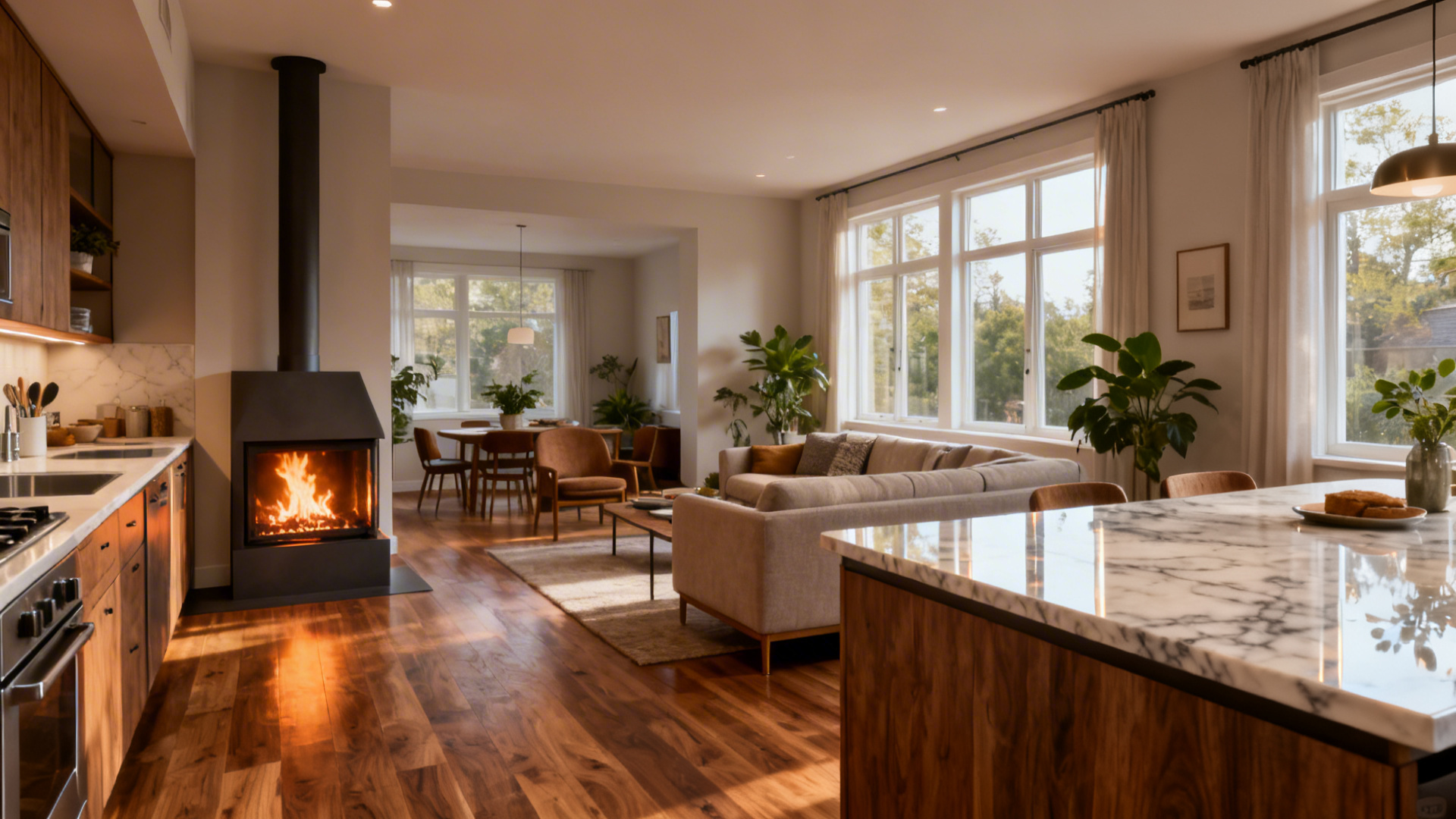 Fireplace Between Living Room and Kitchen — 5 Ideas